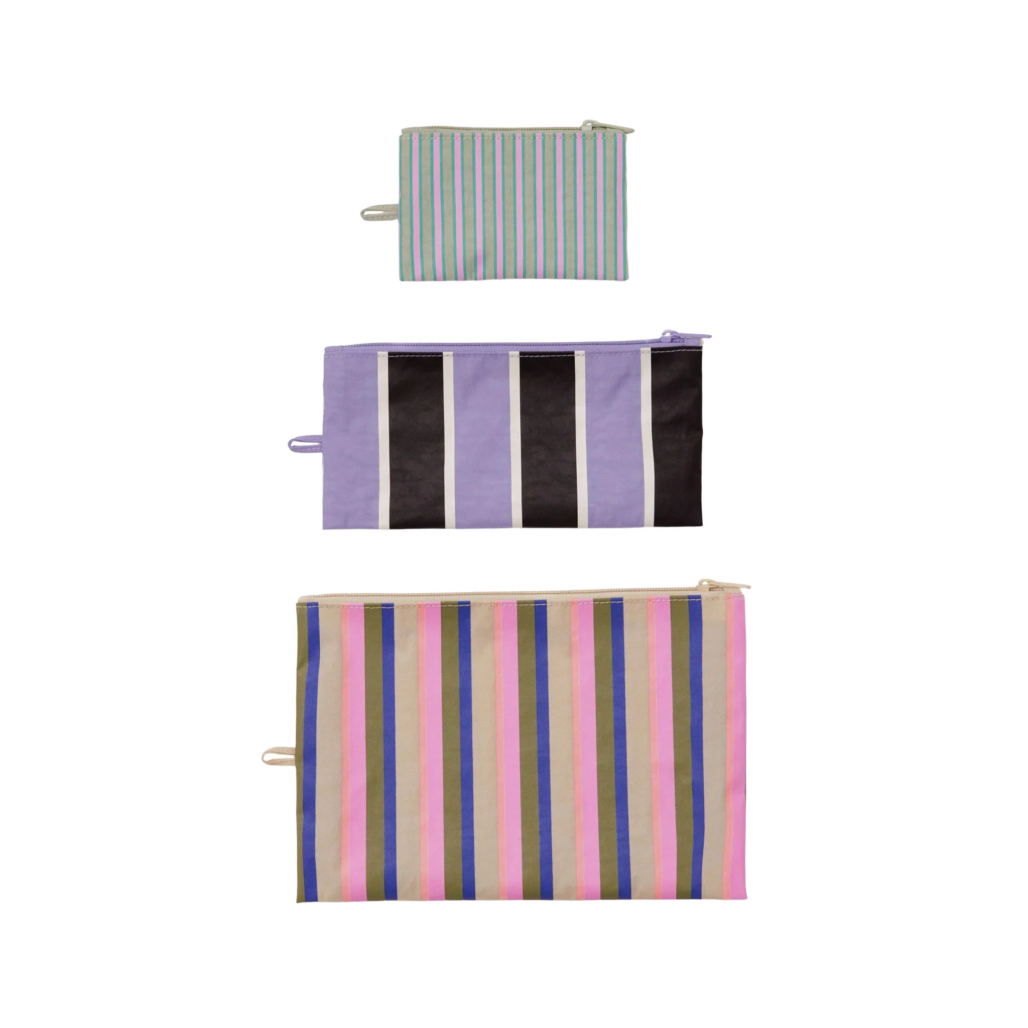 Baggu Flat Pouch Set, Candy Shop Stripes