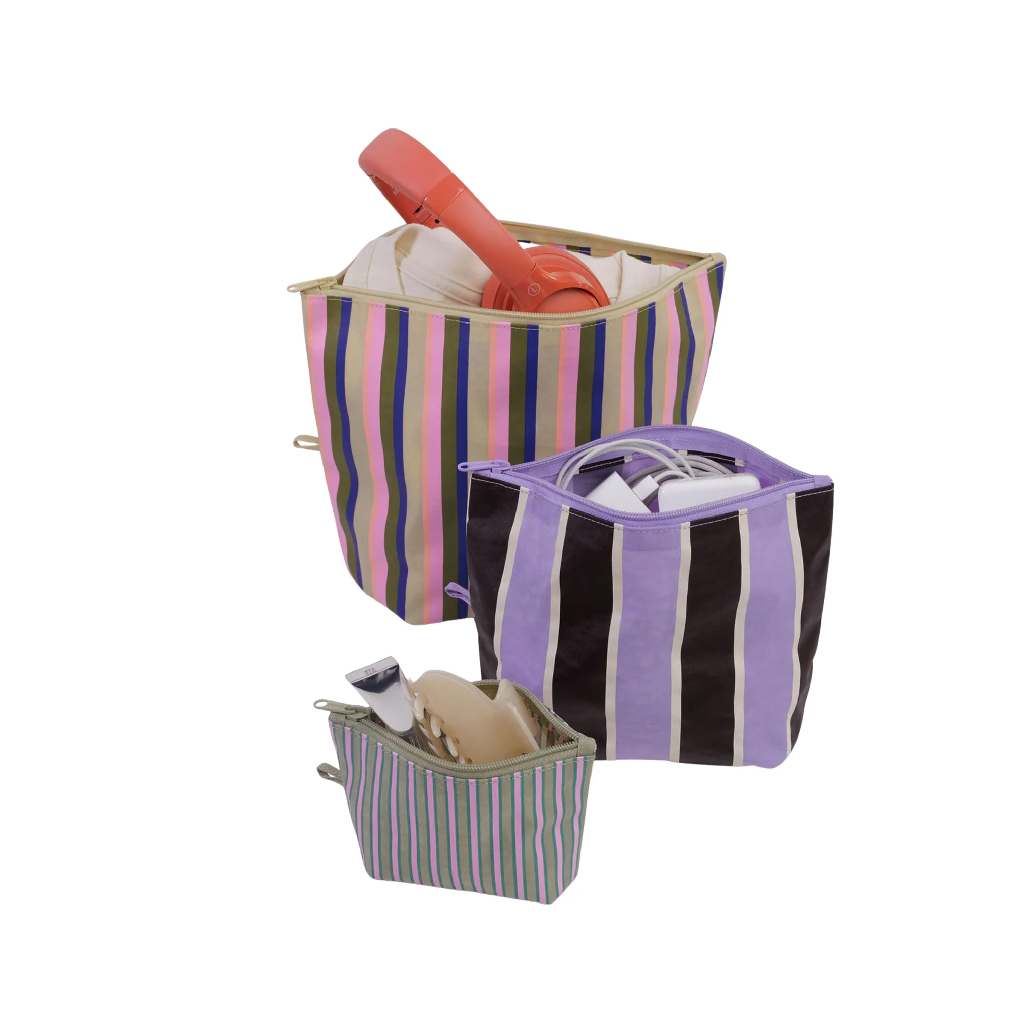 Baggu Go Pouch Set, Candy Shop Stripes - Image 2