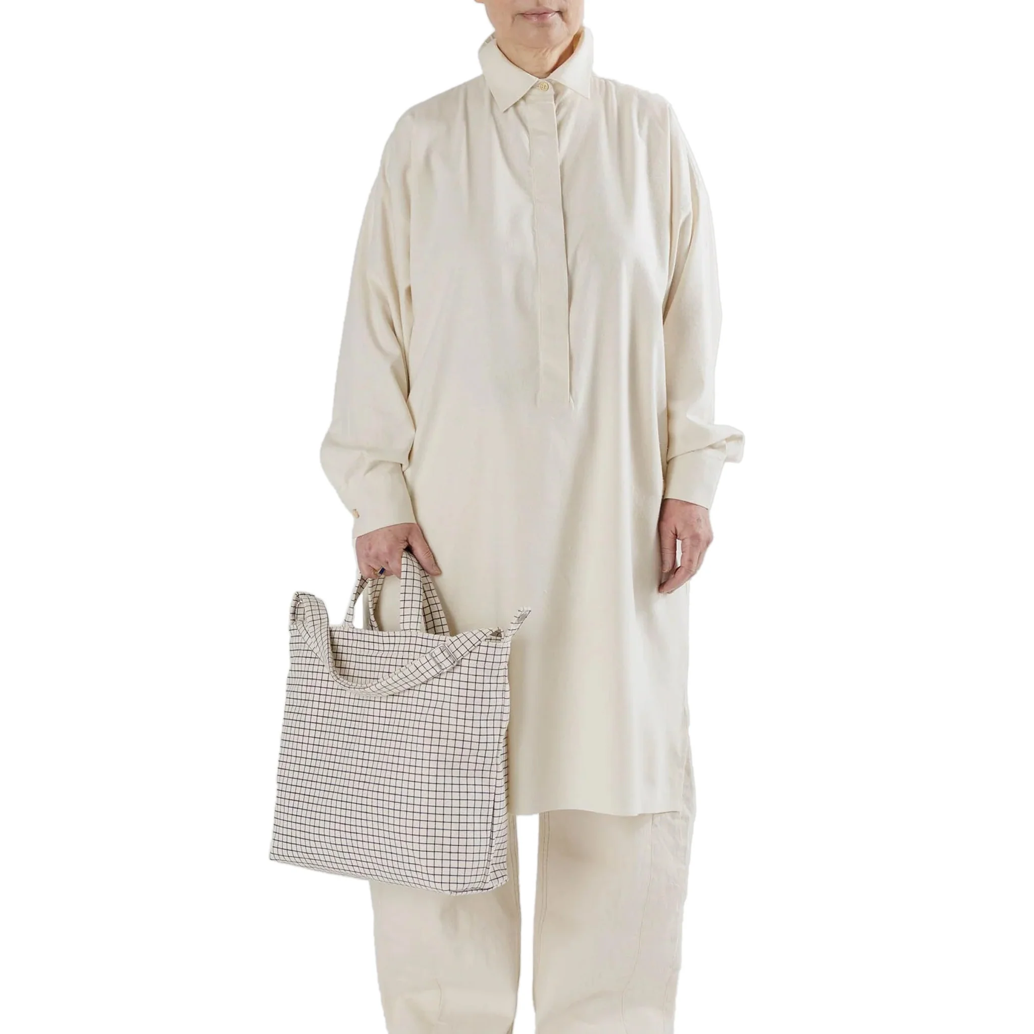 Baggu Horizontal Zip Duck Bag, Natural Grid - Image 3