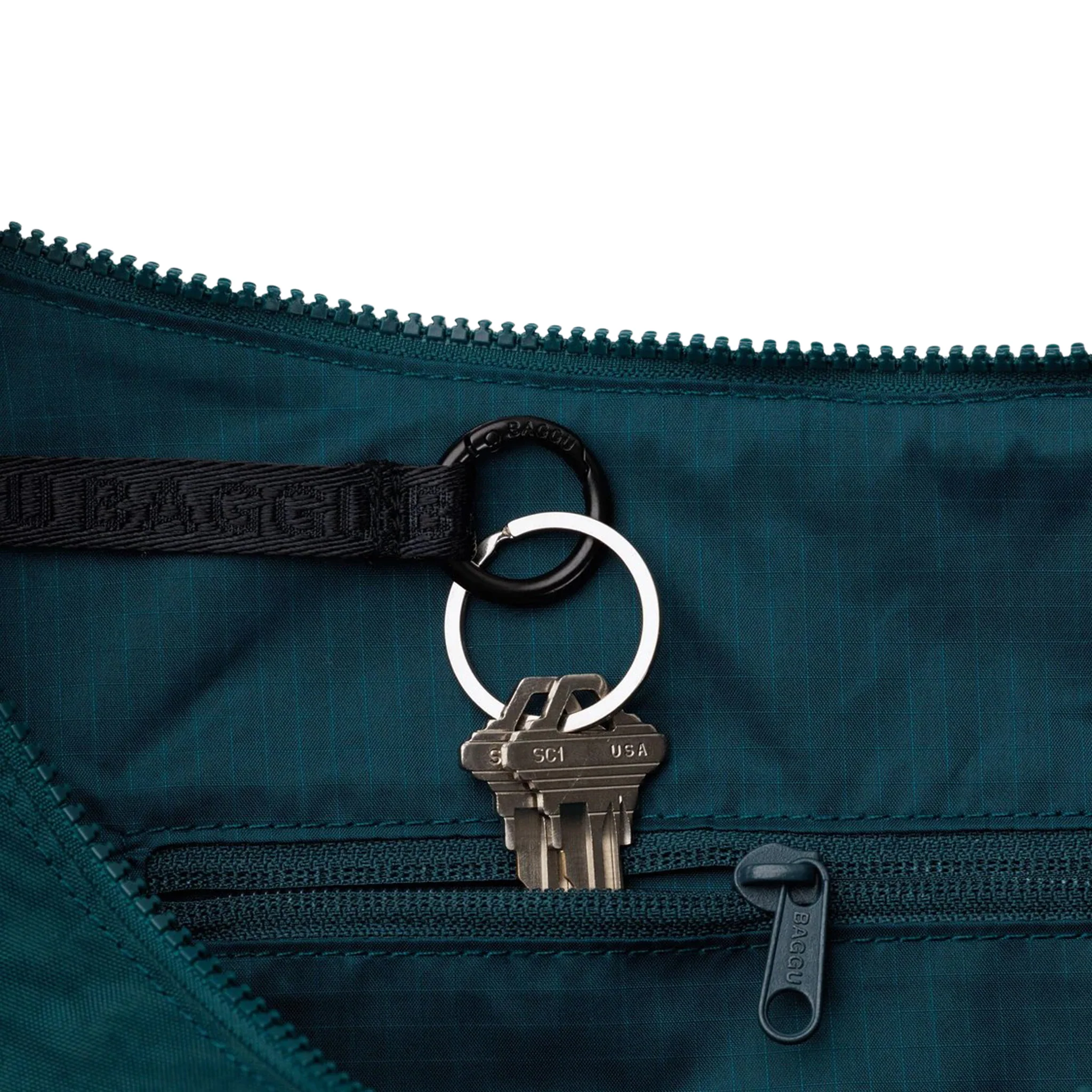 Baggu Large Nylon Crescent Bag, Deep Sea - Image 3