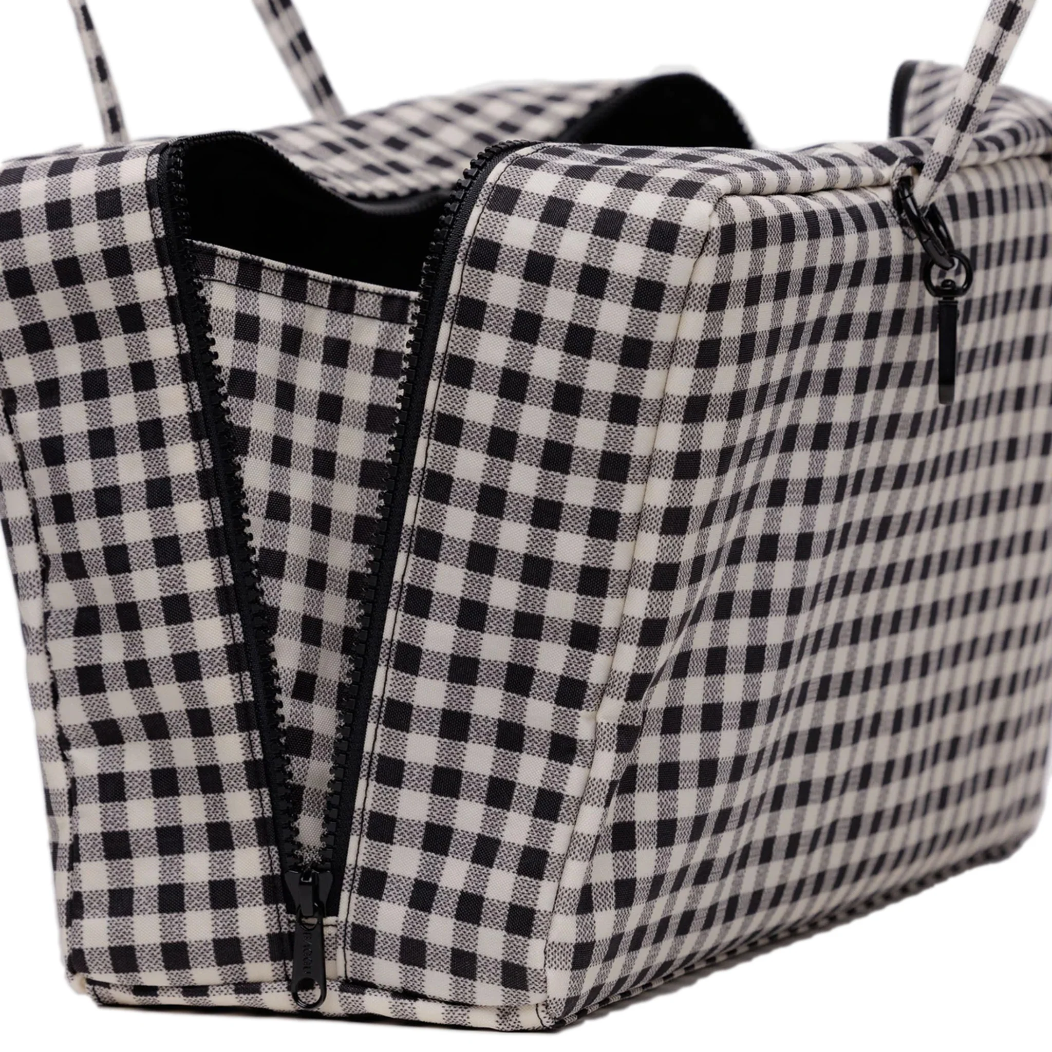 Baggu Medium Nylon Bowler Bag, Black & White Gingham - Image 3