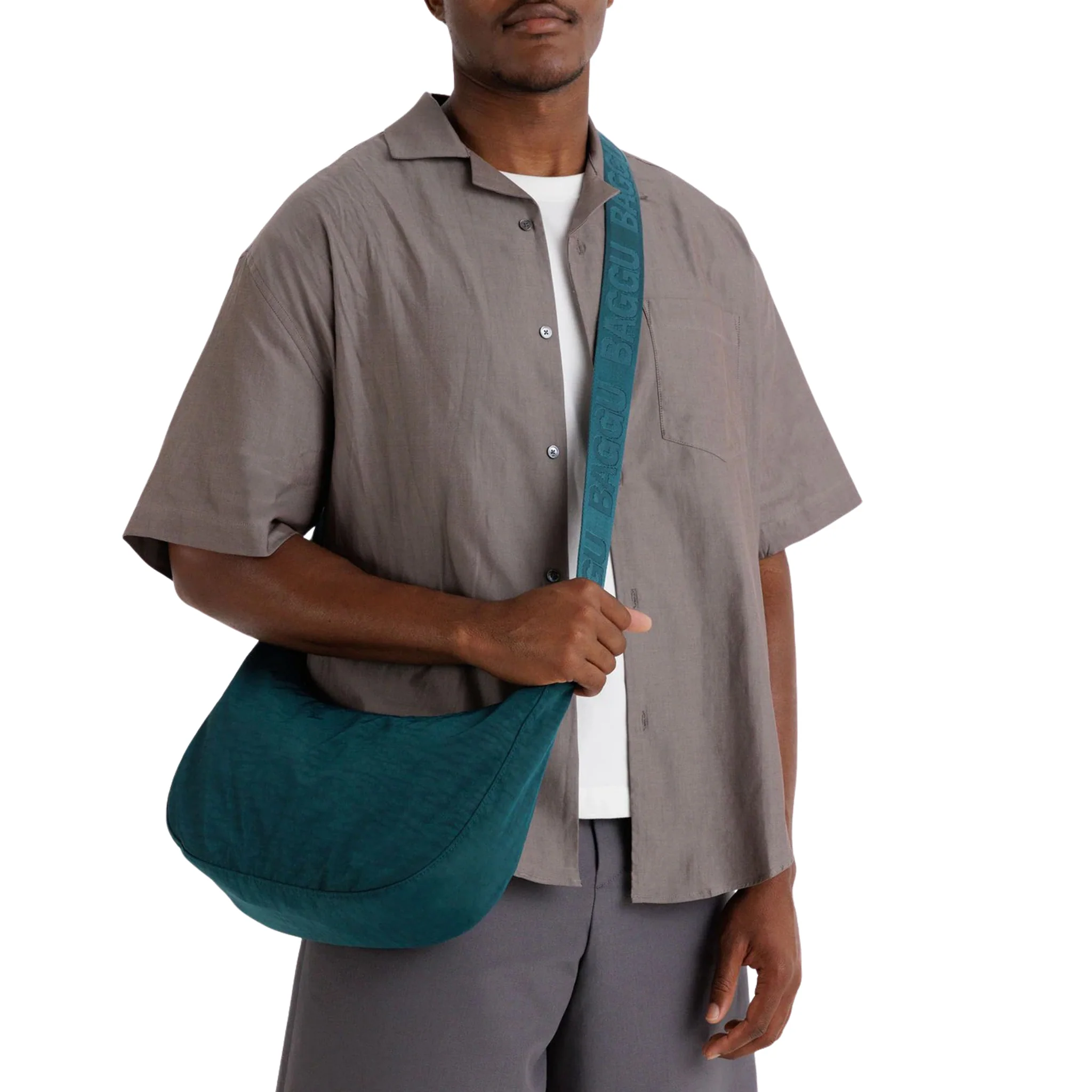 Baggu Medium Nylon Crescent Bag, Deep Sea - Image 2