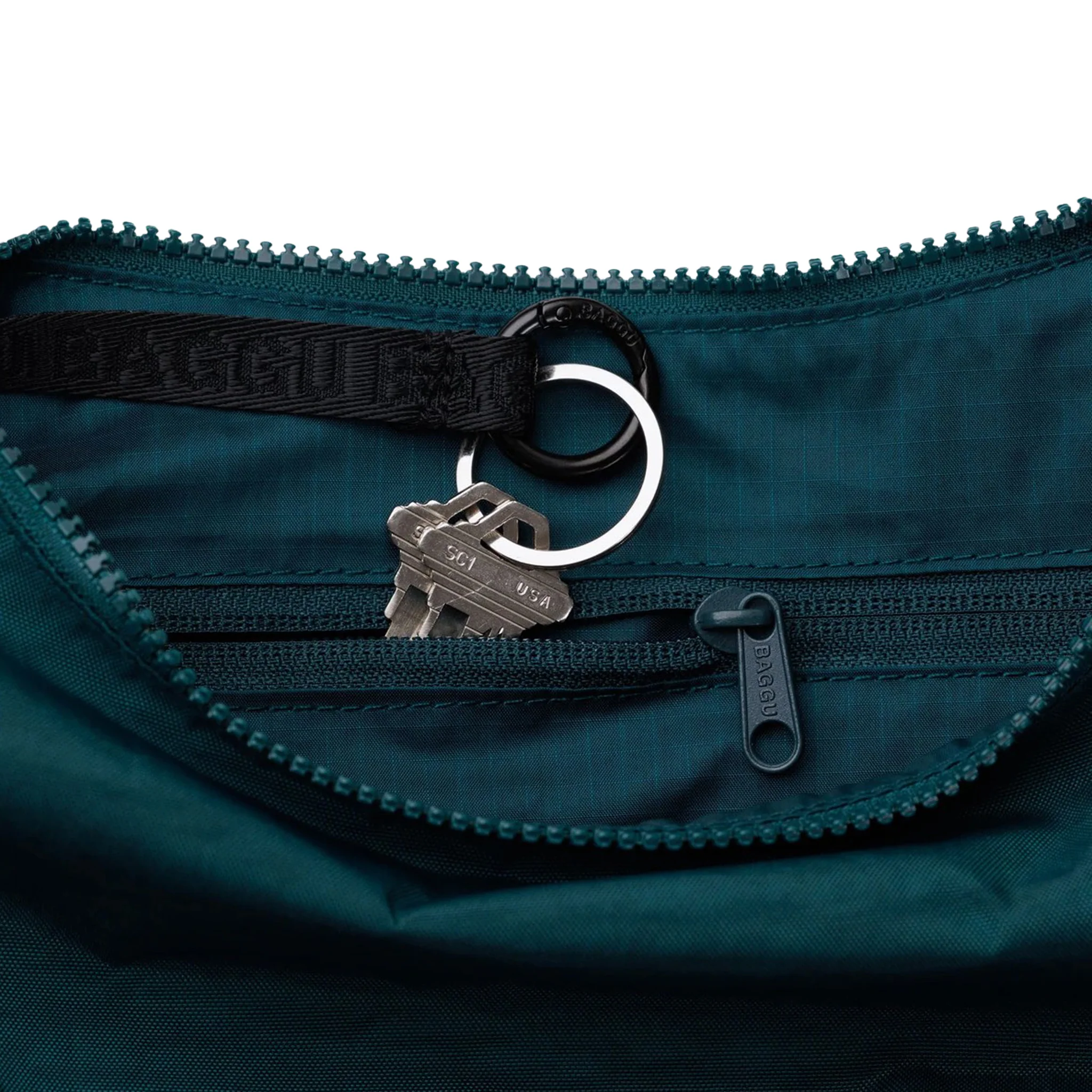 Baggu Medium Nylon Crescent Bag, Deep Sea - Image 3