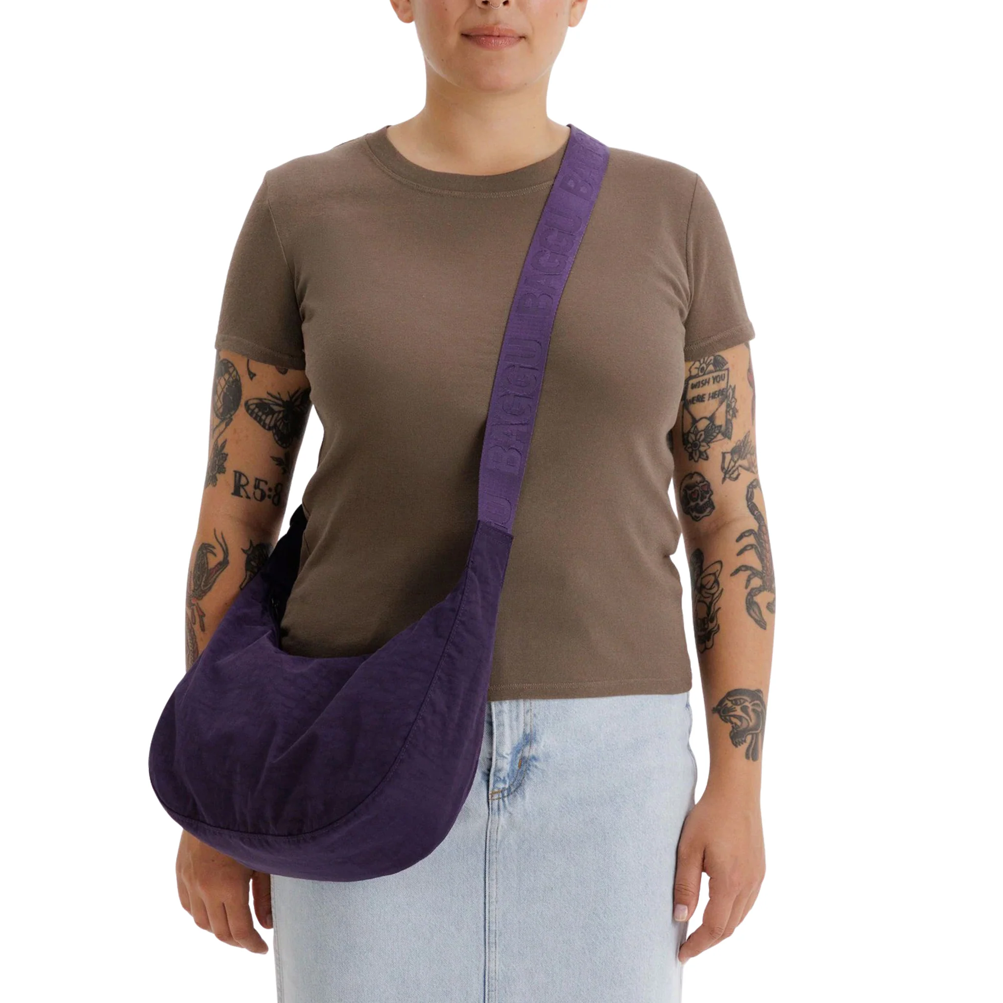 Baggu Medium Nylon Crescent Bag, Fig - Image 2