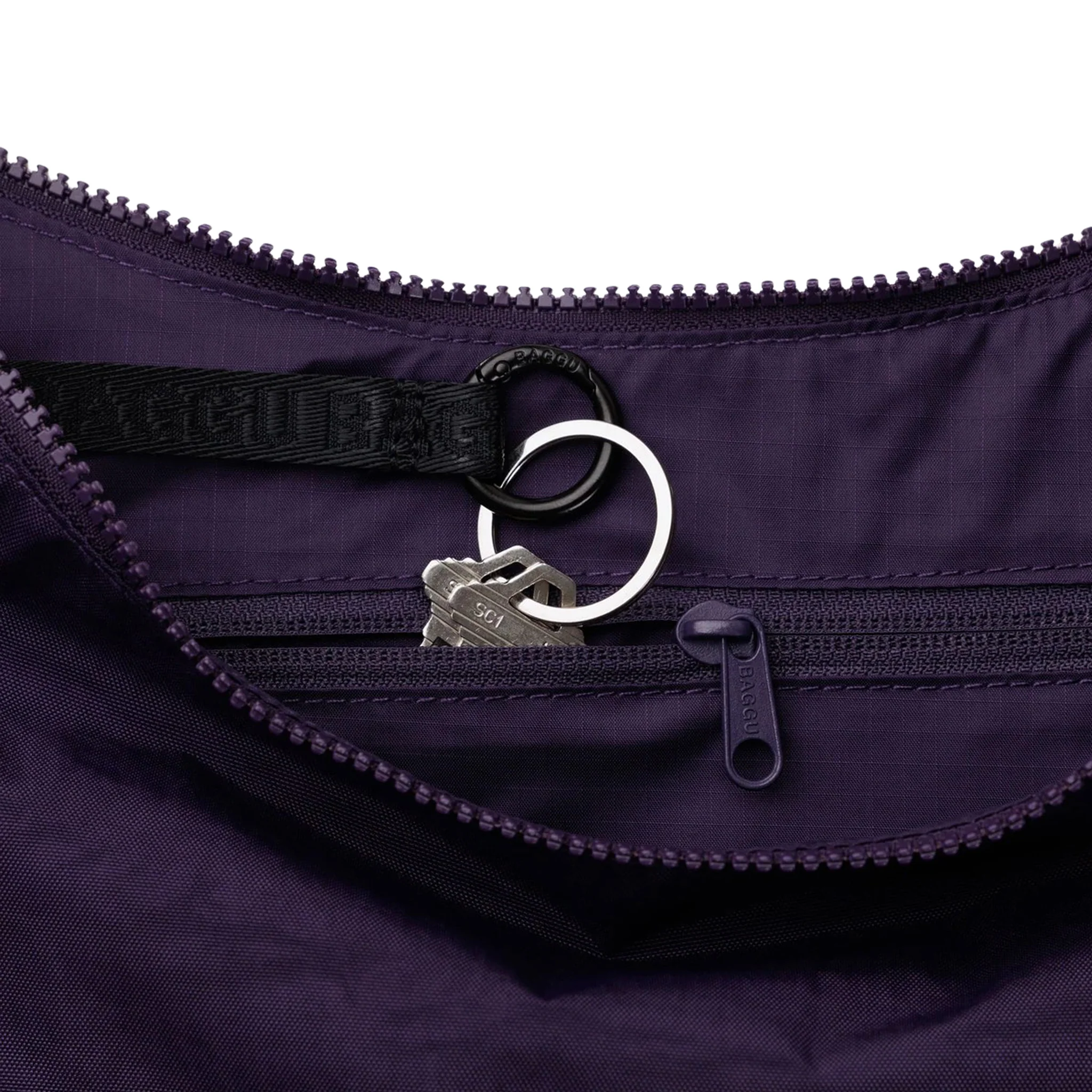 Baggu Medium Nylon Crescent Bag, Fig - Image 3