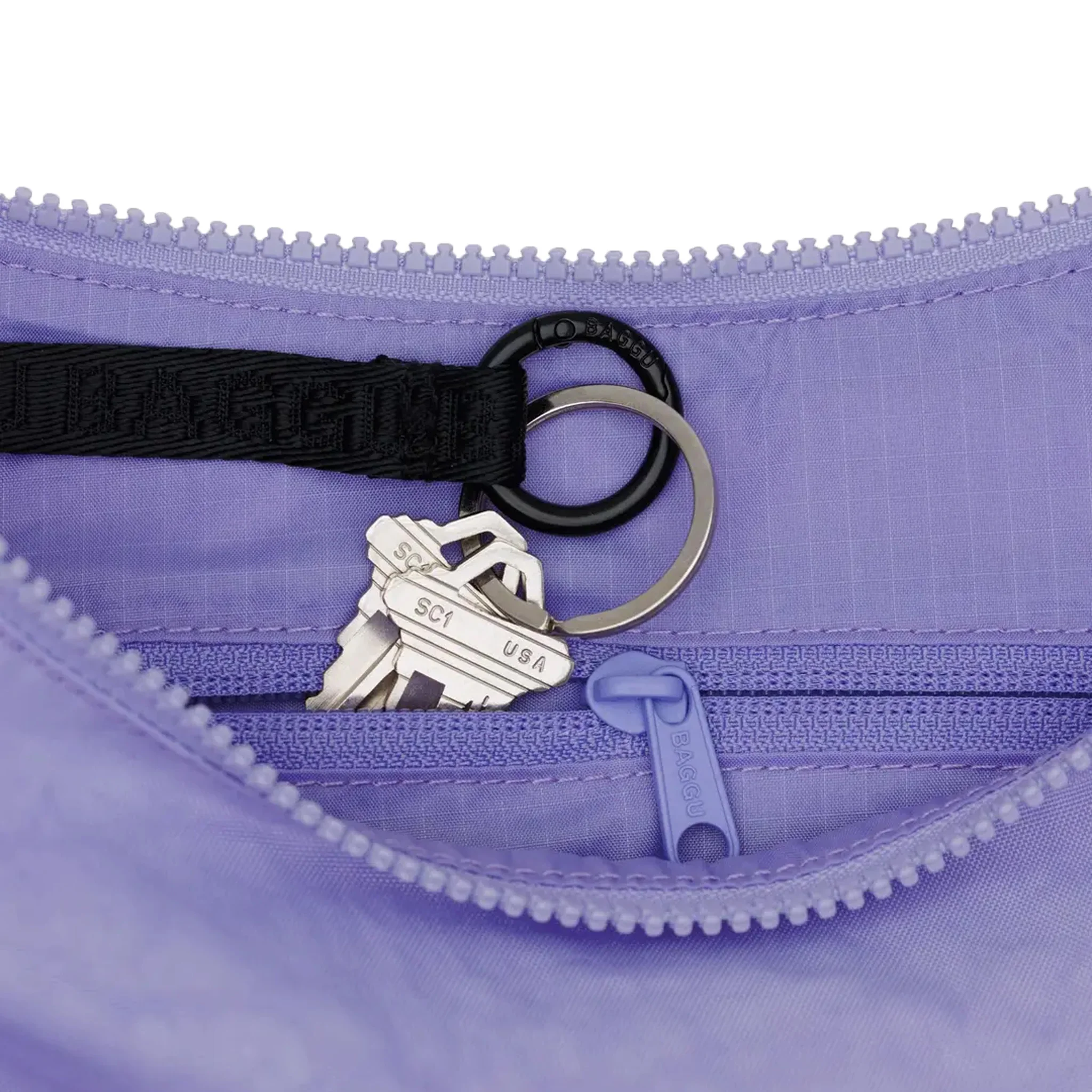 Baggu Medium Nylon Crescent Bag, Wisteria - Image 3