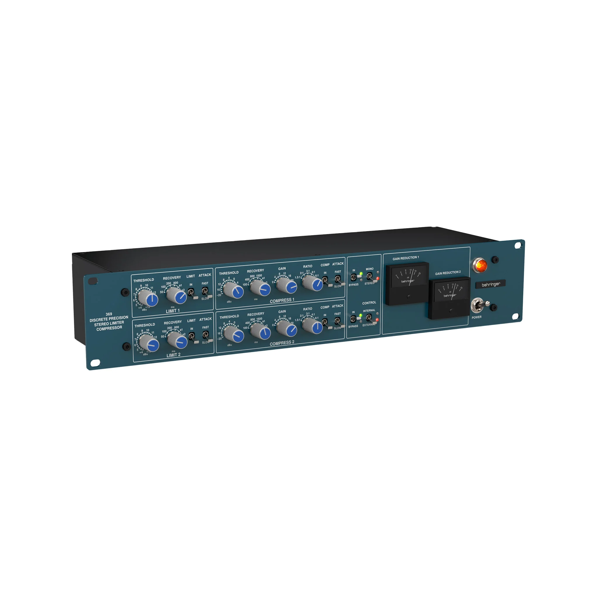 Behringer 369 2-Channel Precision Stereo Compressor & Limiter w/ Midas Transformers, EU Plug - Image 3
