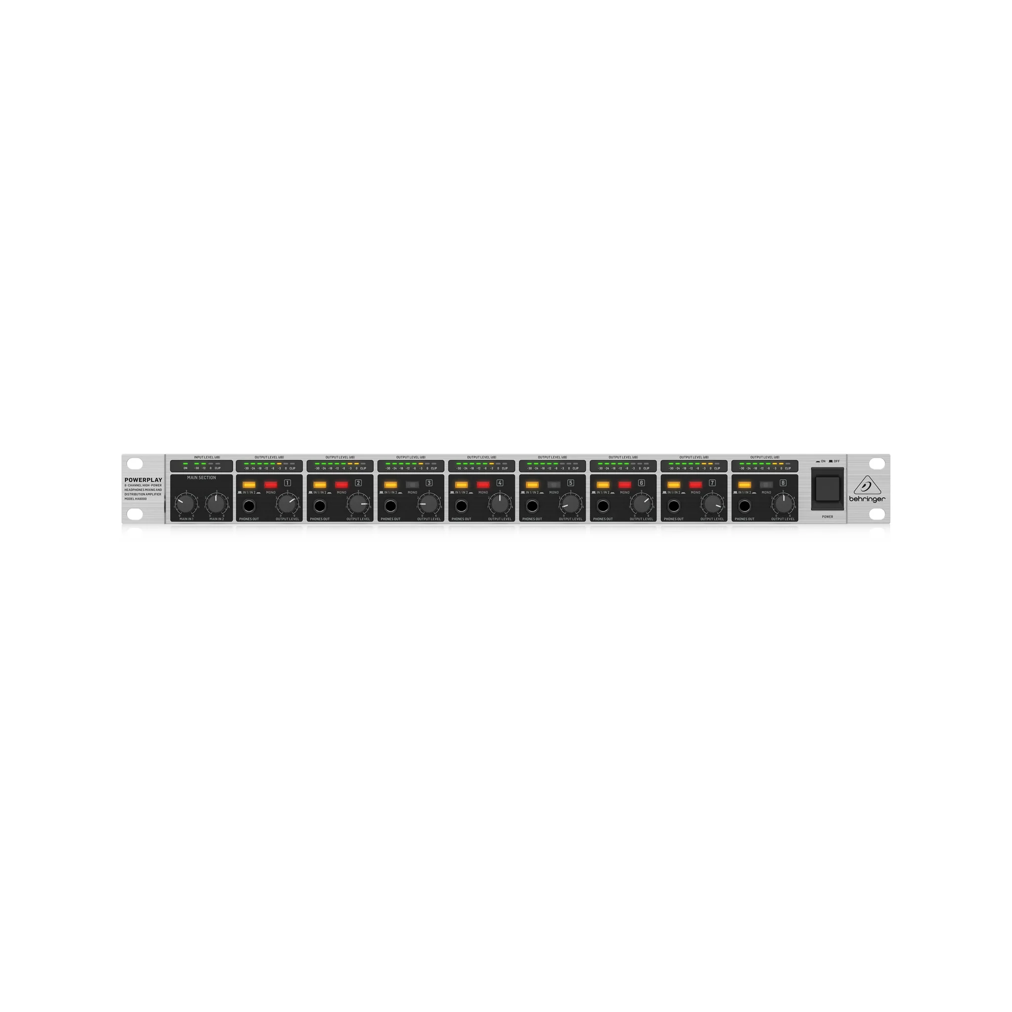 Behringer HA8000 V2 8-Channel High-Power Headphones Mixing/Distribution Amplifier