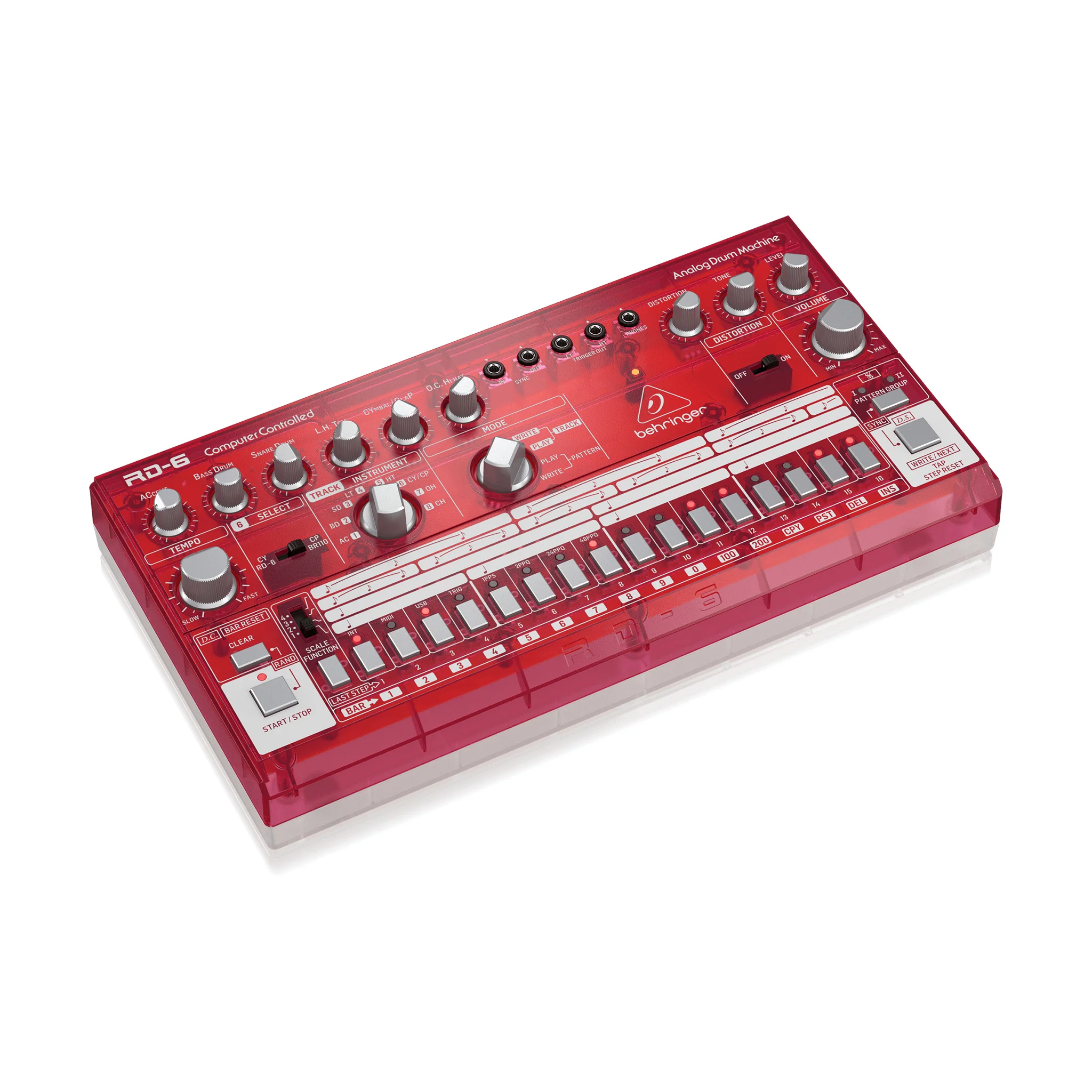 Behringer RD-6-SB Analog Drum Machine, Red Translucent - Image 3