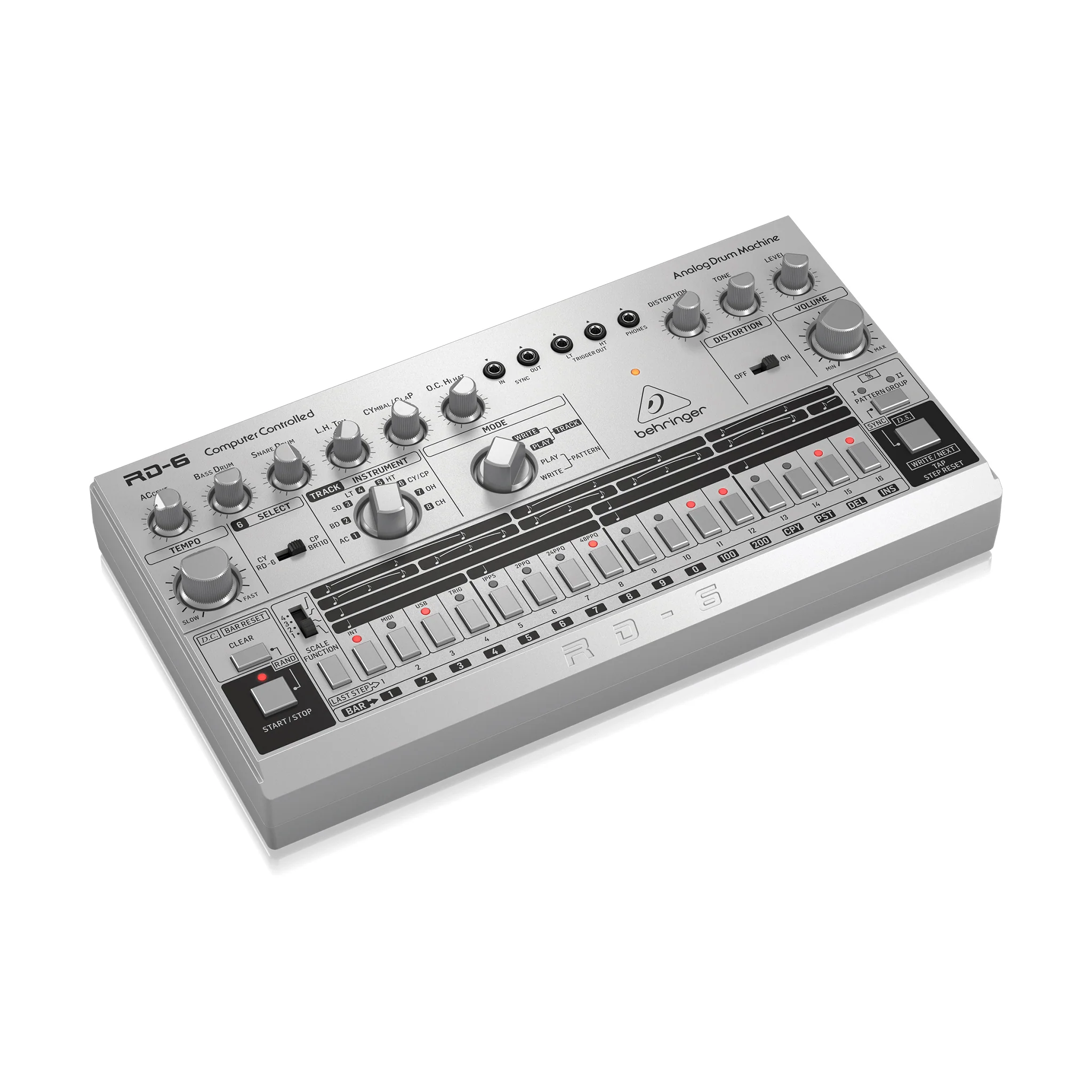 Behringer RD-6-SR Analog Drum Machine, Silver - Image 3