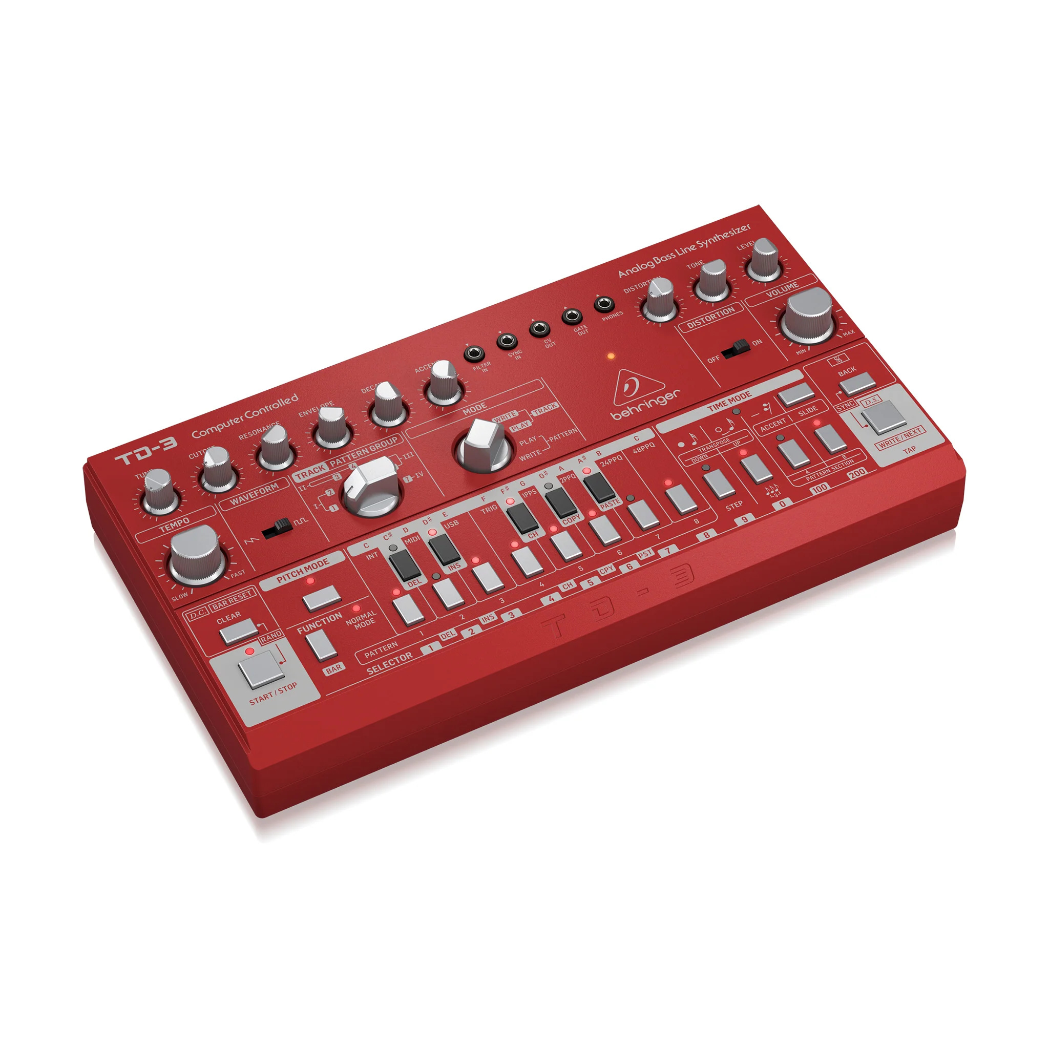 Behringer TD-3-RD Analog Bass Line Synthesizer, Red - Image 3