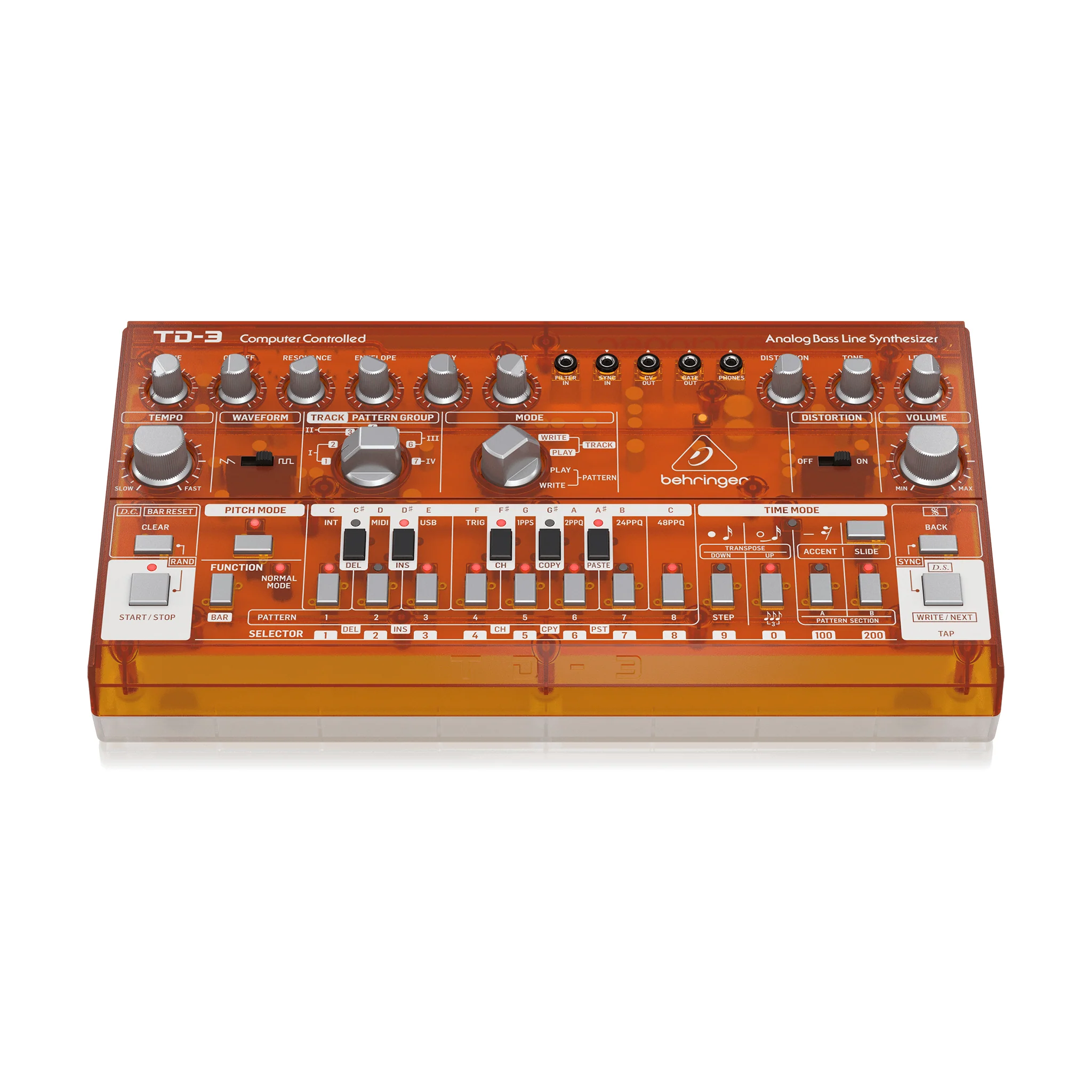 Behringer TD-3-TG Analog Bass Line Synthesizer, Tangerine - Image 2
