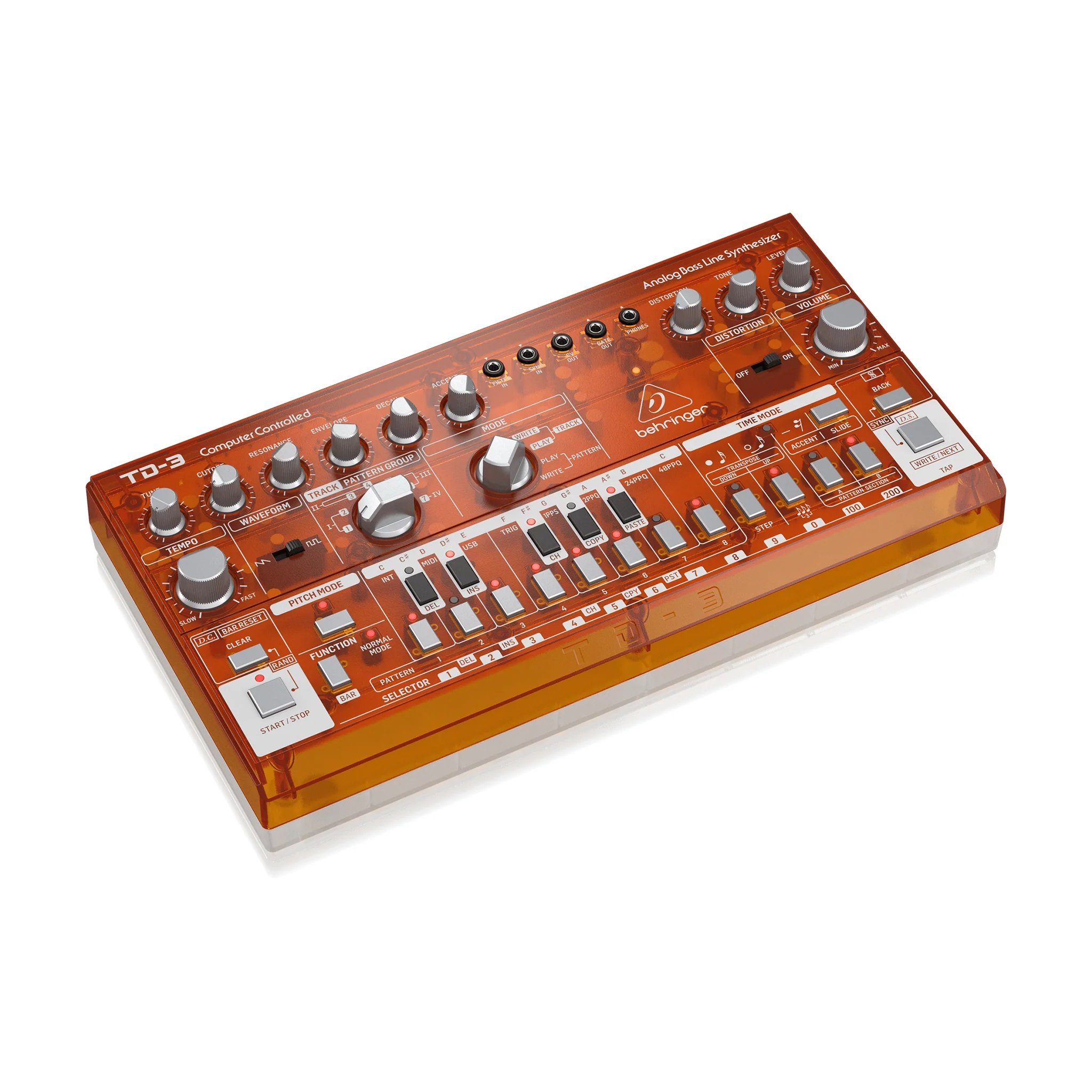 Behringer TD-3-TG Analog Bass Line Synthesizer, Tangerine - Image 3