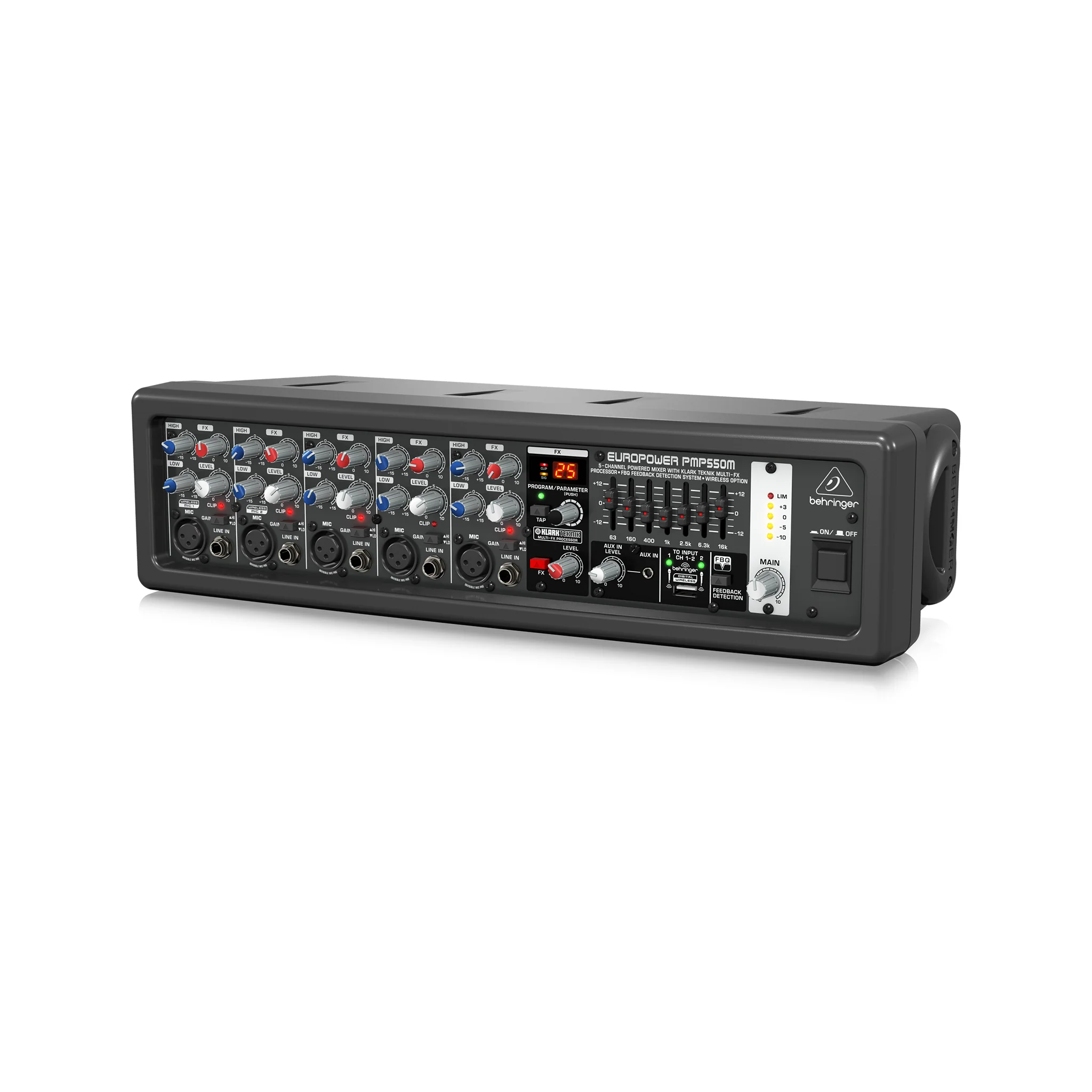Beringer 500-Watt 5-Channel Powered Mixer with Klark Teknik Multi-FX Processor, FBQ Feedback Detecti - Image 3