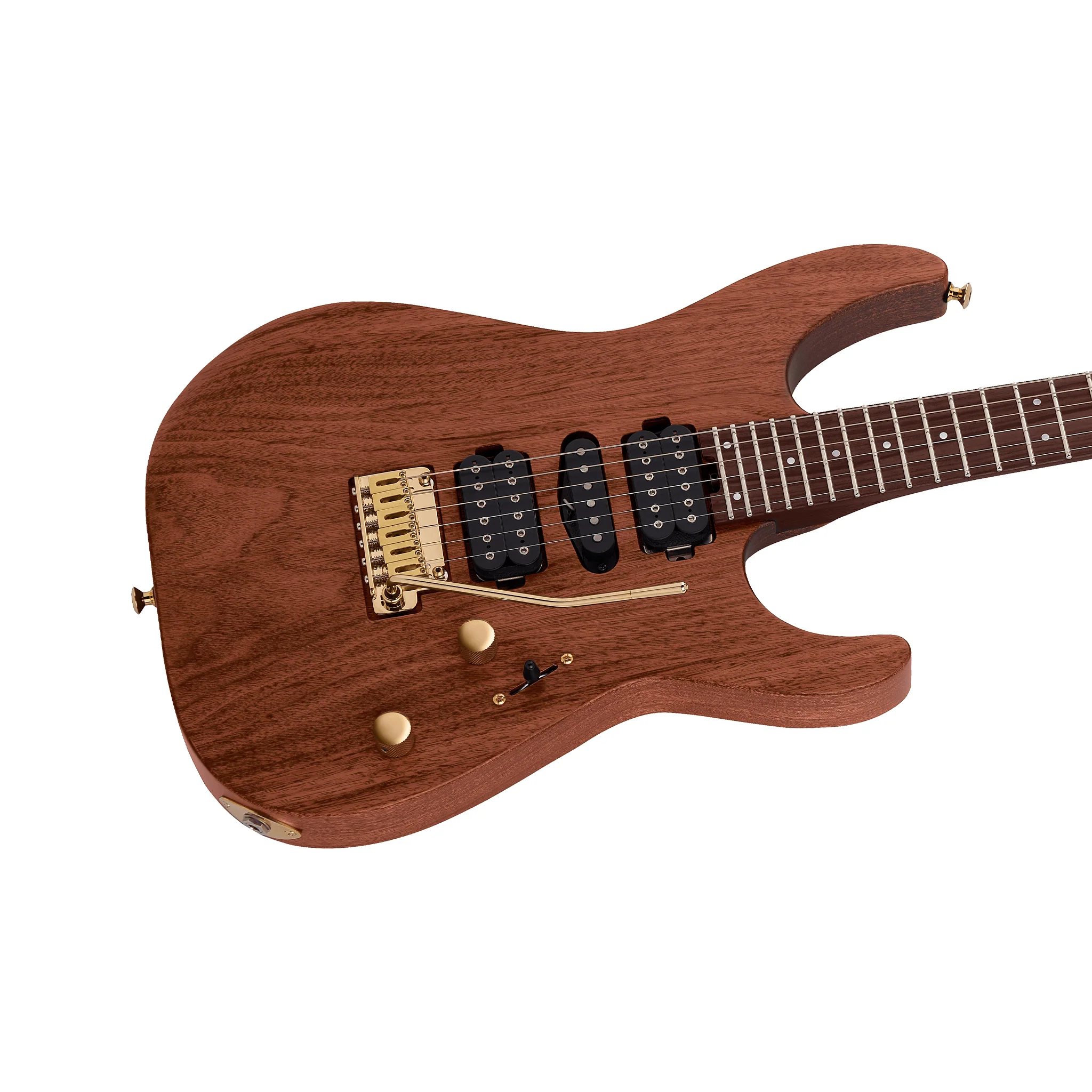 Charvel MJ DK24 HSH 2PT Mahogany w/ Figured Walnut Electric Guitar, Streaky Ebony FB, Natural - Image 5