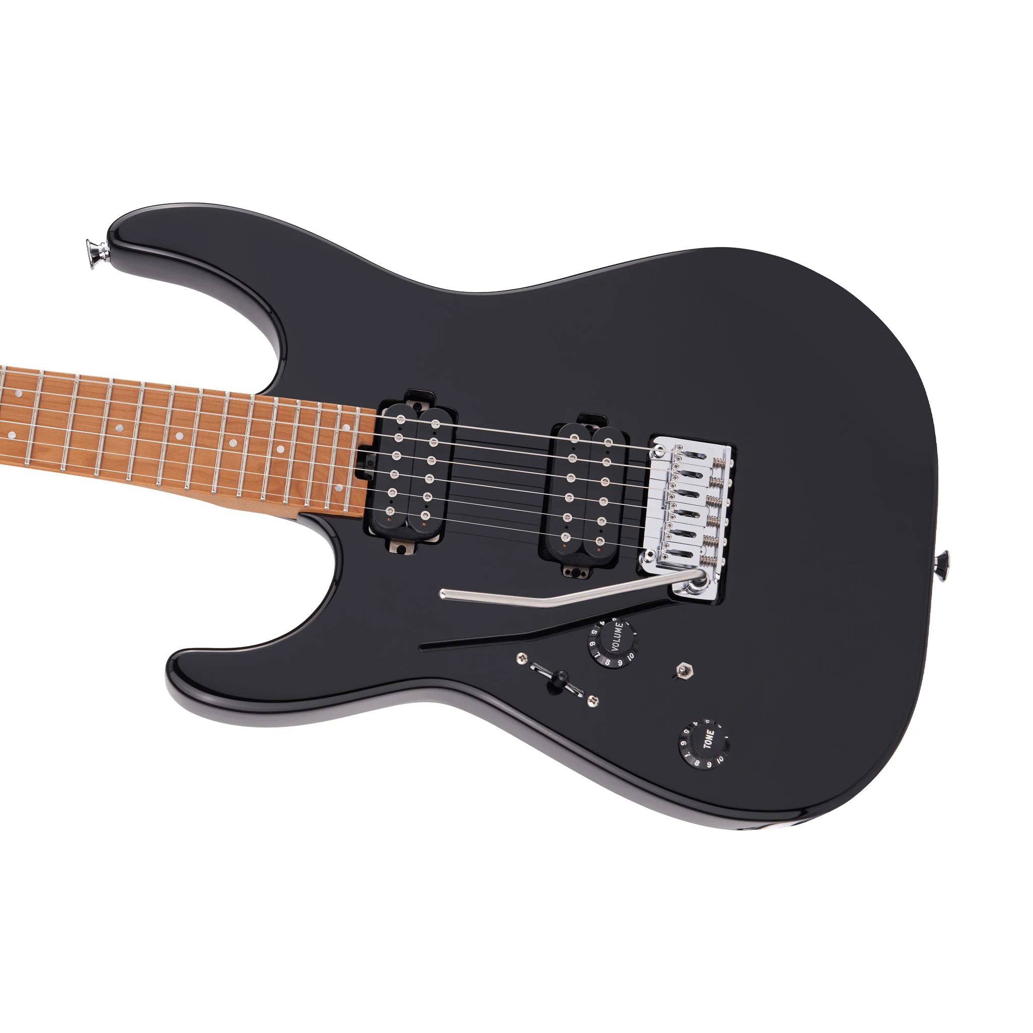 Charvel Pro-Mod DK24 HH 2PT CM Left-Handed Electric Guitar, Caramelized FB, Gloss Black - Image 6