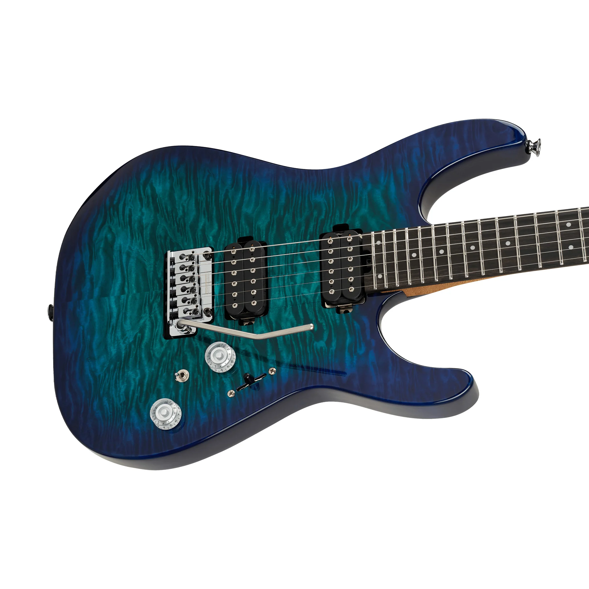 Charvel Pro-Mod Plus Dinky DK24 HH 2PT QM Electric Guitar, Chlorine Burst - Image 5