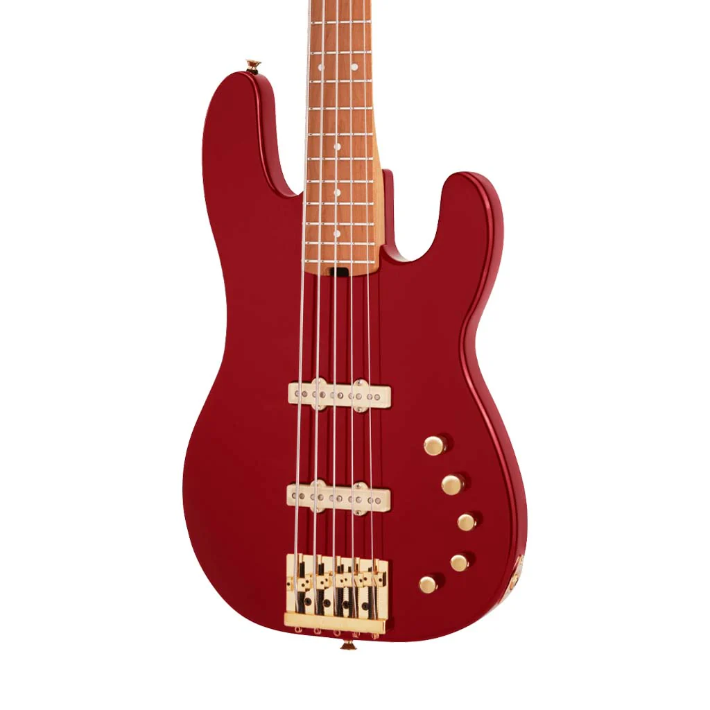 Charvel Pro-Mod San Dimas Bass JJ V Bass Guitar, Maple FB, Candy Apple Red - Image 4