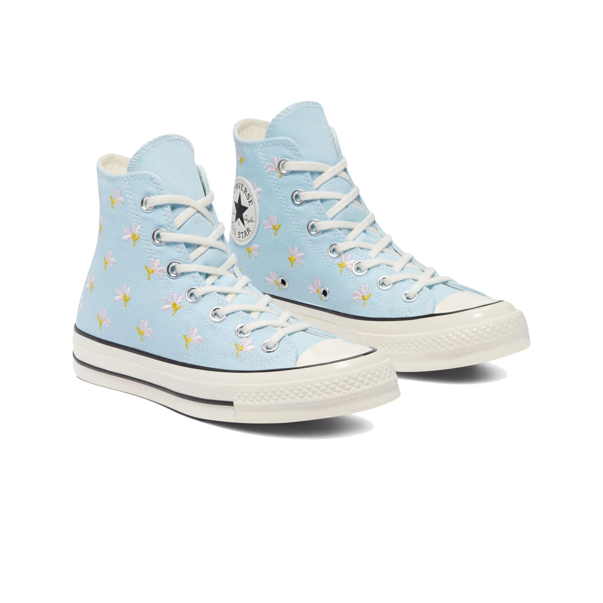 Converse Chuck 70 Floral Print Hi Sneaker, Chambray Blue/Egret/Black - Image 3