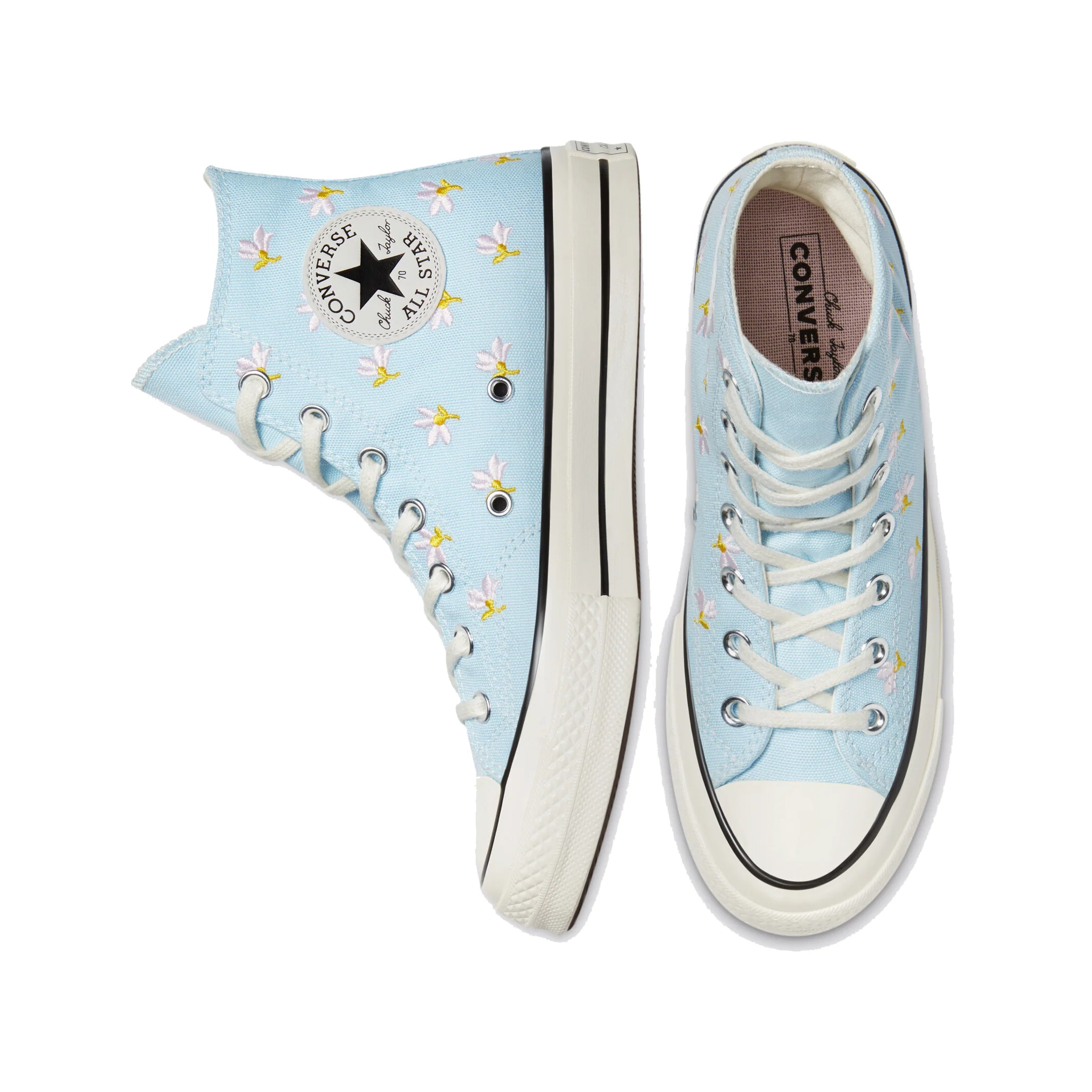 Converse Chuck 70 Floral Print Hi Sneaker, Chambray Blue/Egret/Black - Image 4