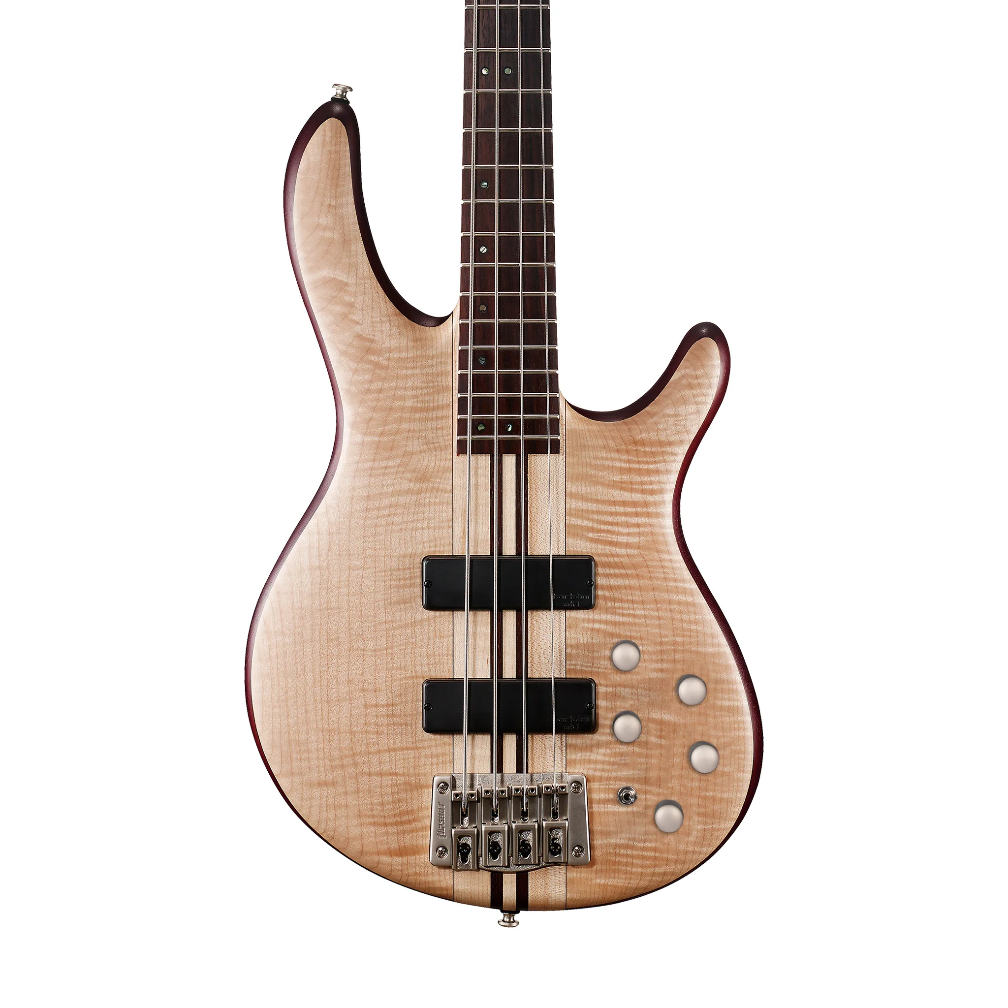 Cort Artisan A4 Plus Figured Maple/Mahogany Electric Bass Guitar, Open Pore Natural - Image 2