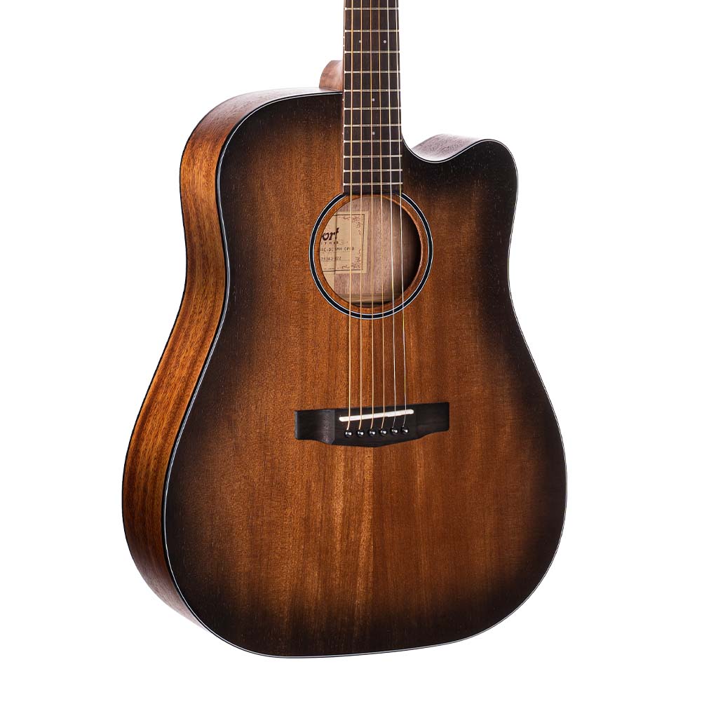Cort Core-DC All Mahogany Acoustic Guitar w/Deluxe Soft Case, Open Pore Black Burst - Image 3