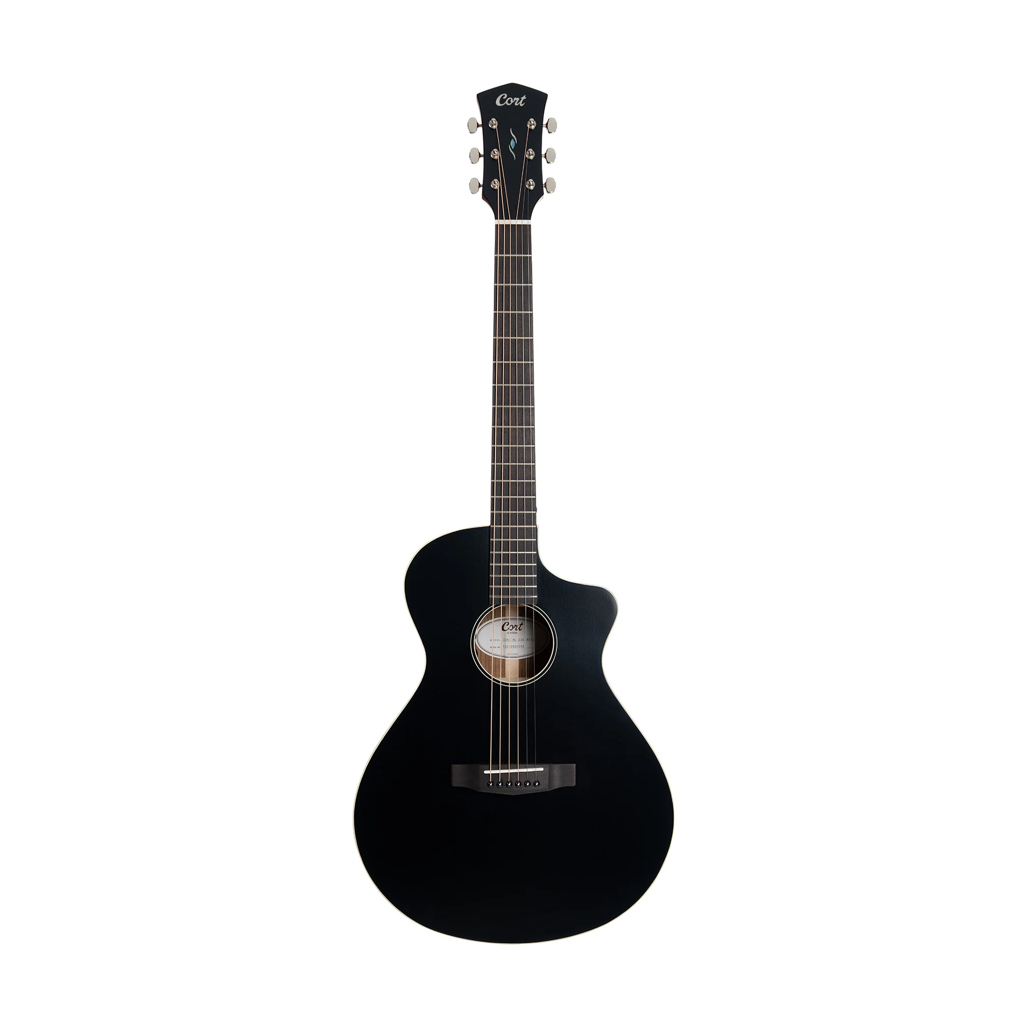 Cort Core MC Ovangkol Electro-Acoustic Guitar w/Bag, Black Top Semi Gloss