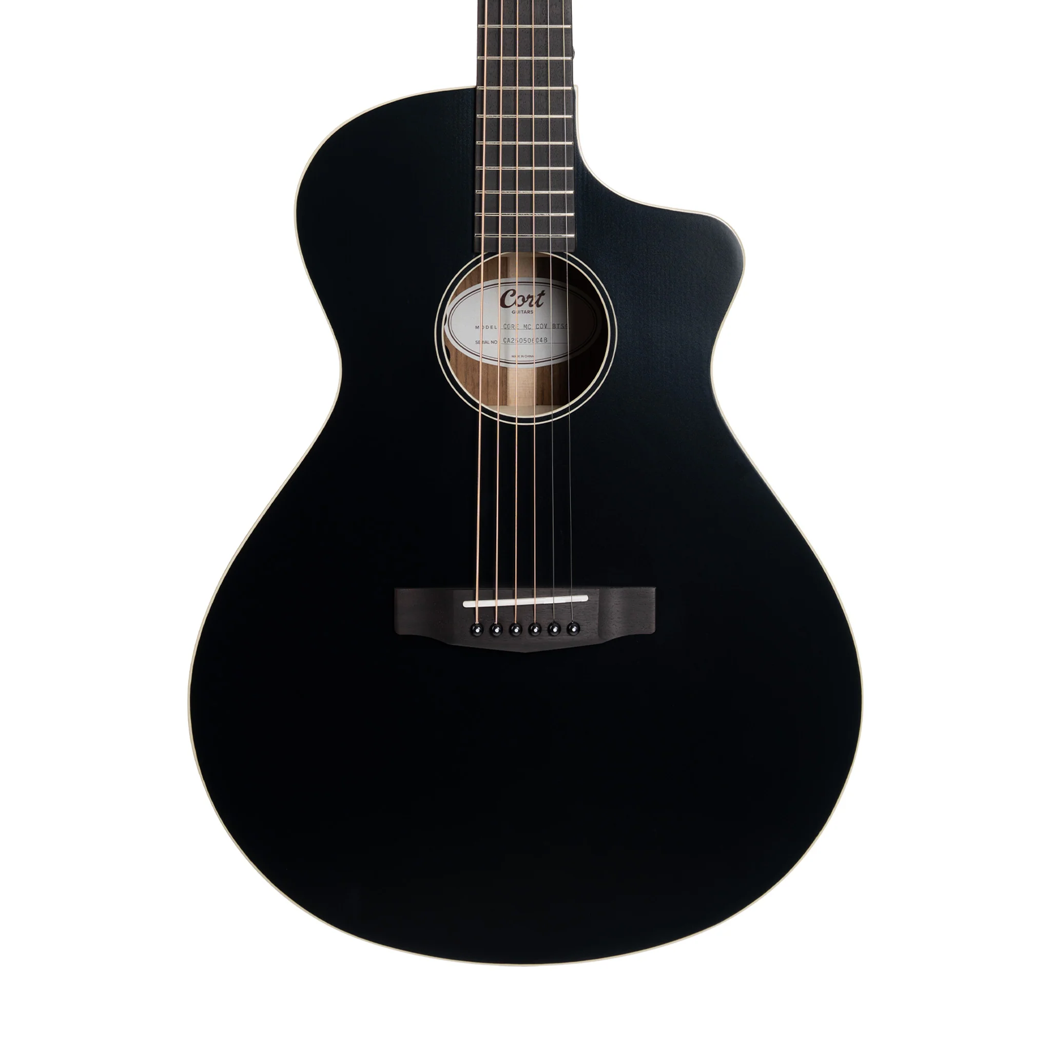 Cort Core MC Ovangkol Electro-Acoustic Guitar w/Bag, Black Top Semi Gloss - Image 3