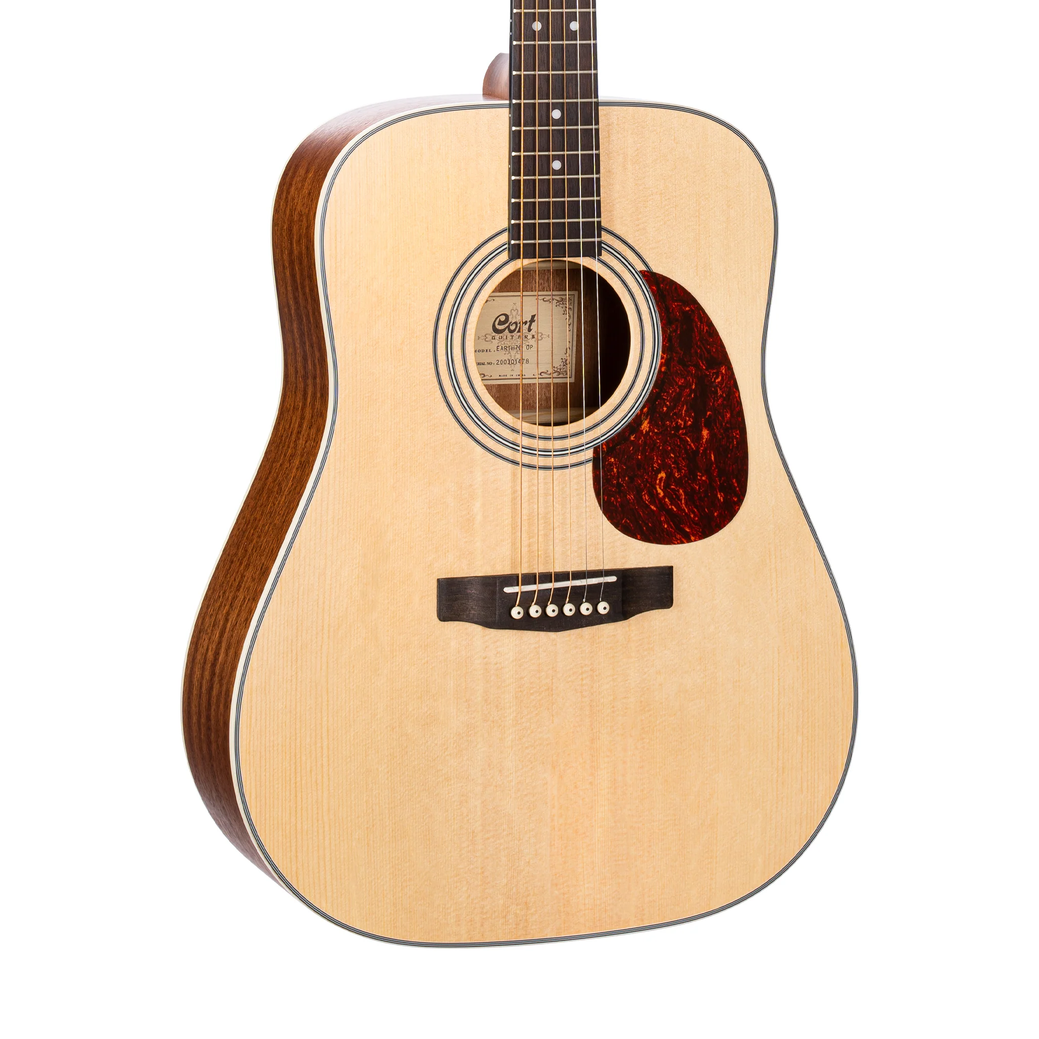 Cort EARTH70LH-OP Left-Handed Acoustic Guitar, Open Pore - Image 2