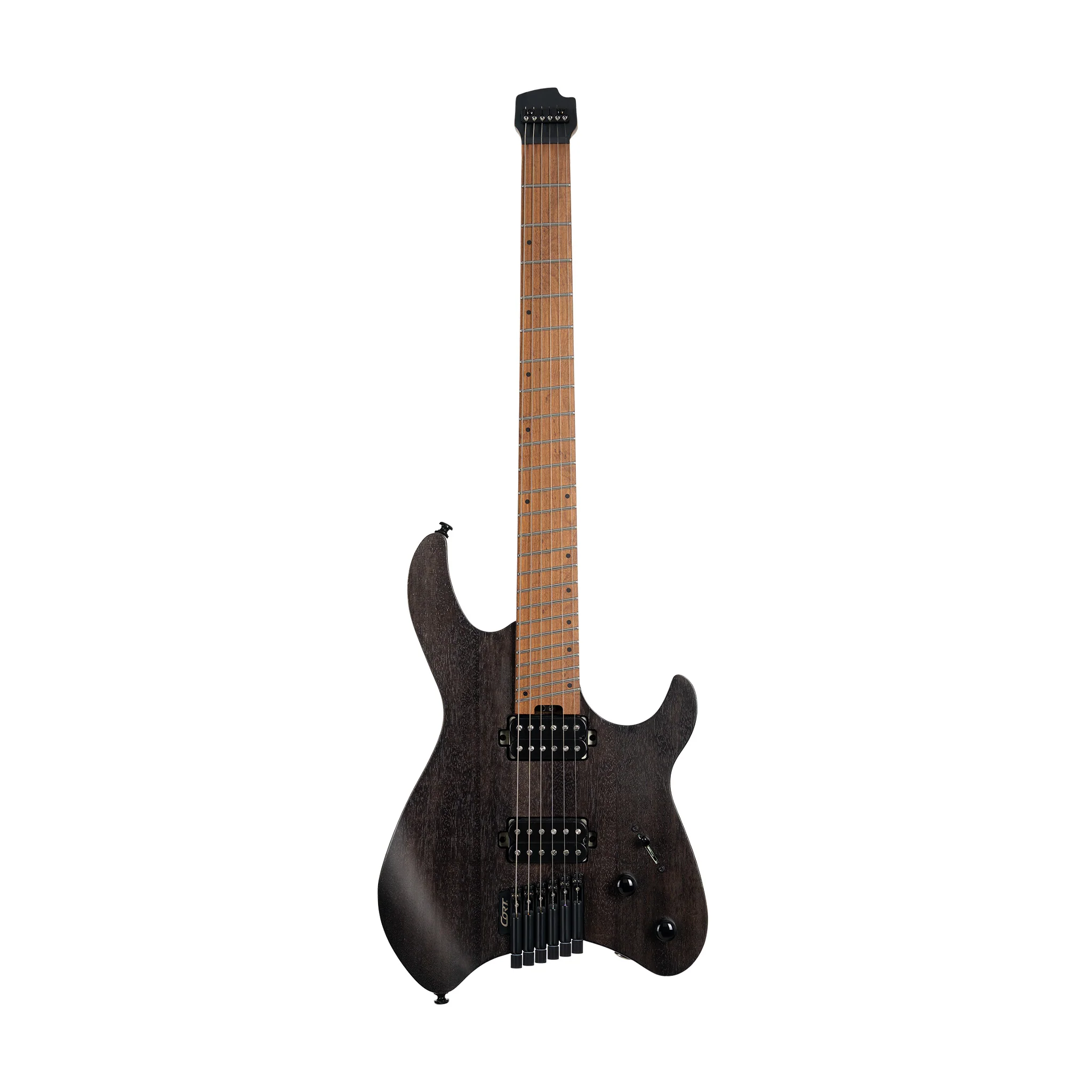 Cort Space G6MS Headless Electric Guitar w/Bag, Semi Gloss Trans Black