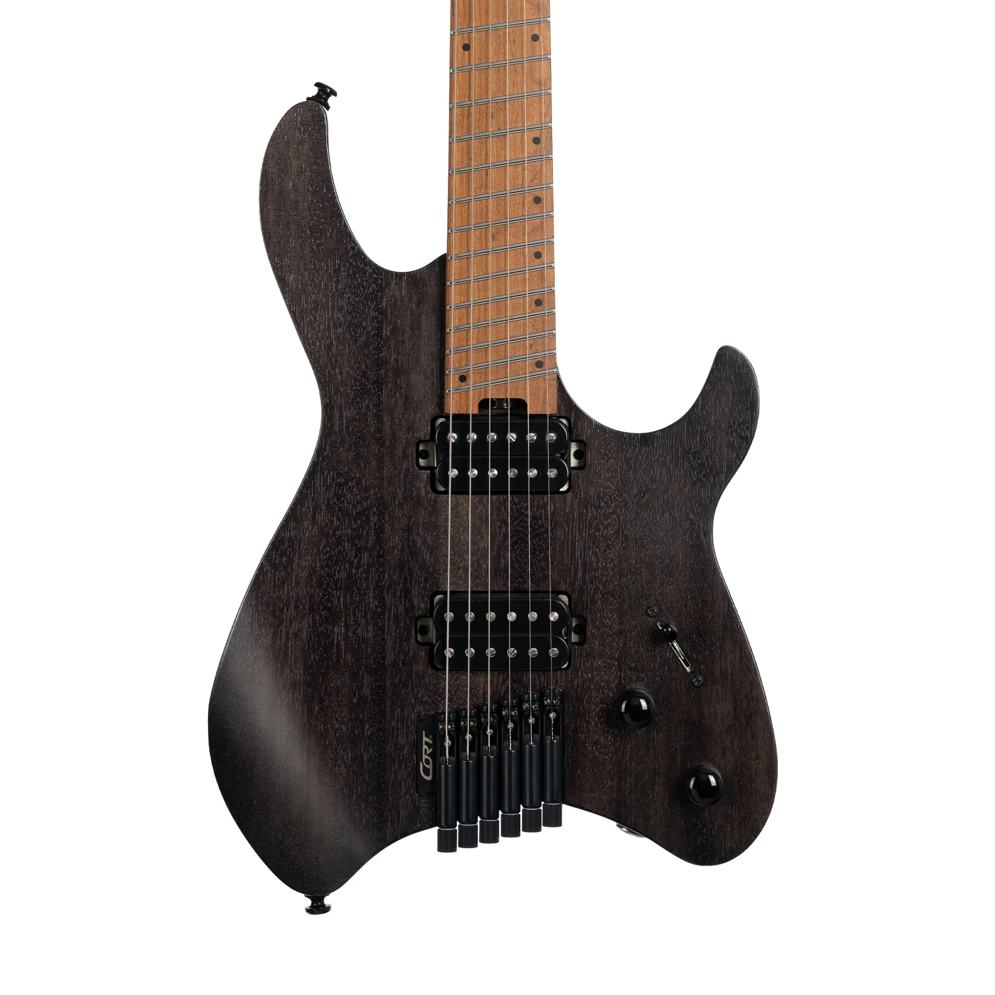 Cort Space G6MS Headless Electric Guitar w/Bag, Semi Gloss Trans Black - Image 3