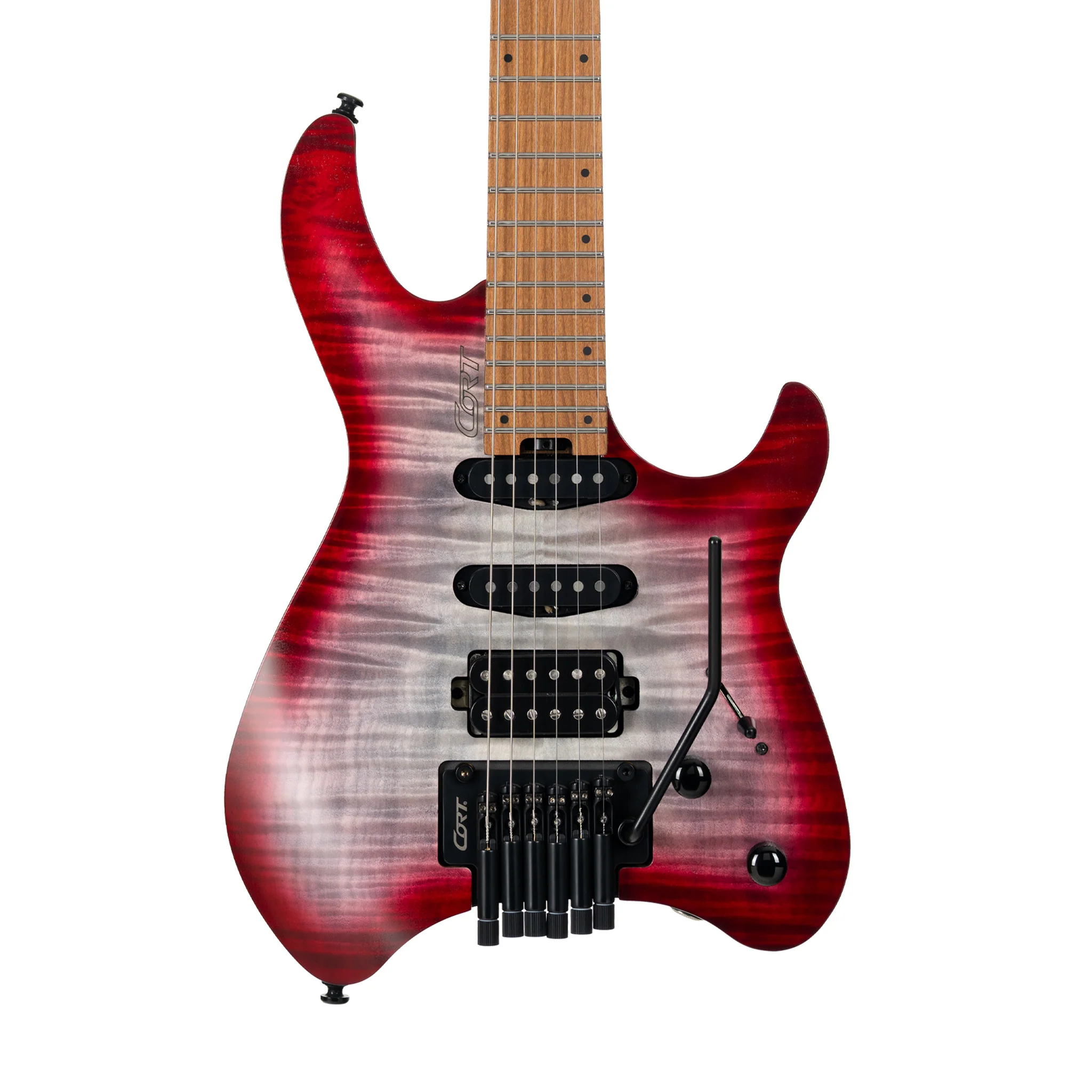 Cort Space G6TR Headless Electric Guitar w/Bag, Semi Gloss Lava - Image 3