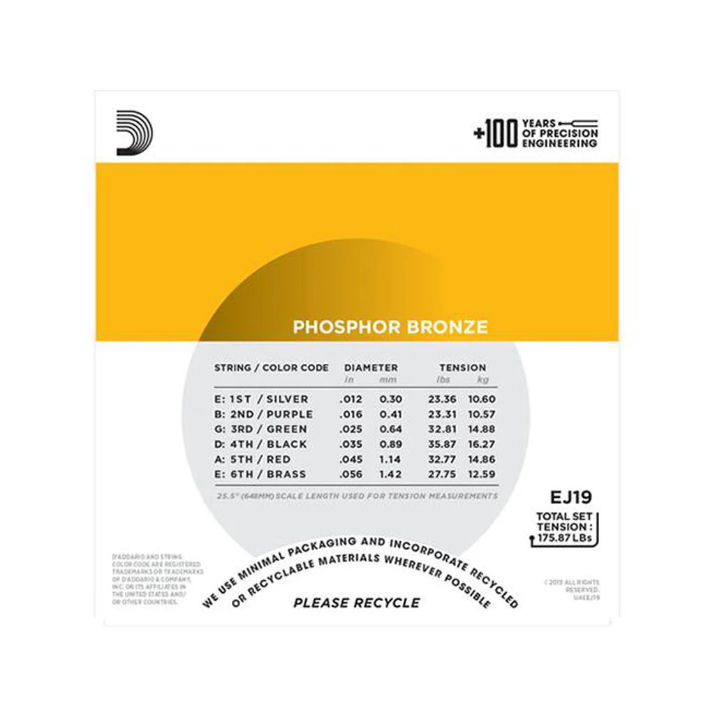 D'Addario EJ19 Phosphor Bronze Acoustic Guitar Strings, Bluegrass, 12-56 - Image 2
