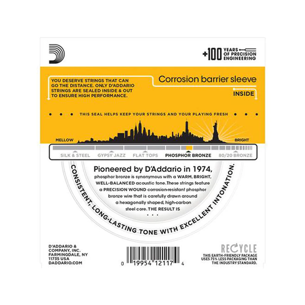 D'Addario EJ19 Phosphor Bronze Acoustic Guitar Strings, Bluegrass, 12-56 - Image 3