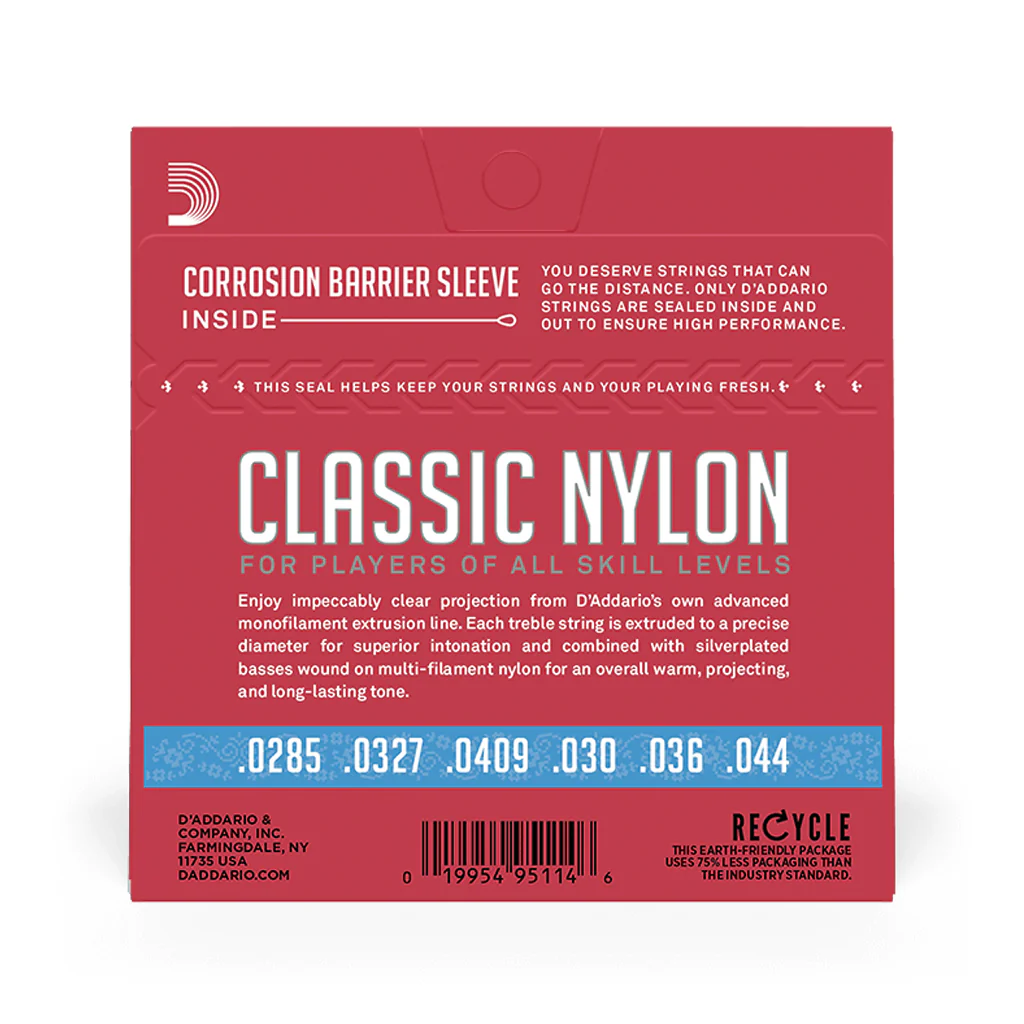 D'Addario EJ27H Student Nylon Classical Guitar Strings, Hard Tension, Clear/Silverplated Wound - Image 3