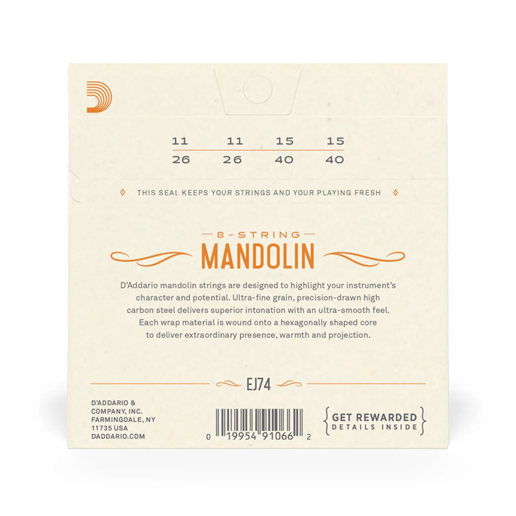 D'Addario EJ74 Phosphor Bronze Mandolin Strings, 011-040 - Image 3