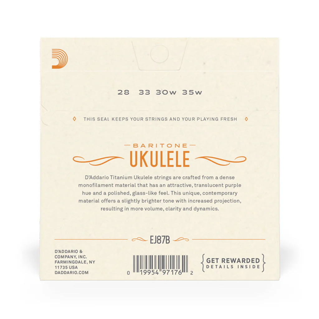 D'Addario EJ87B Titanium Ukulele Strings, Baritone - Image 3