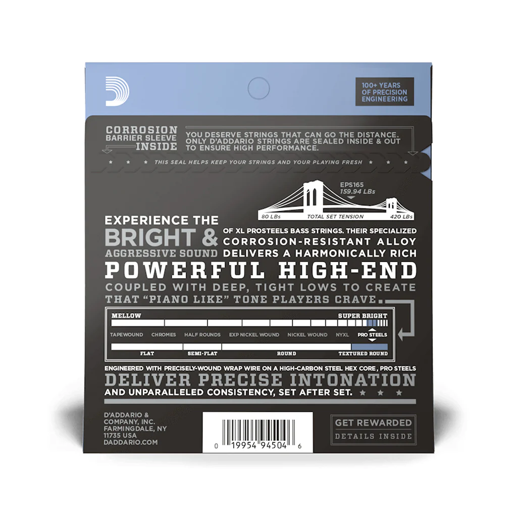 D'Addario EPS165 Prosteels Round Wound Bass Guitar Strings, Custom Light, 45-100, Long Scale - Image 3