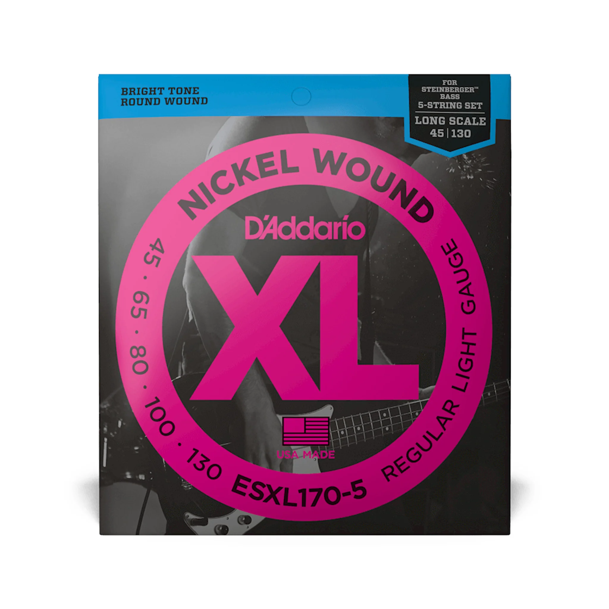 D'Addario ESXL170-5 Double ball End Light 5-String / Long Scale Bass Strings Set, 45-130