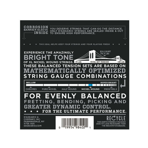 D'Addario EXL-120BT Nickel Wound Electric Guitar Strings , Super Light / Balanced Tension, 9-40 - Image 3