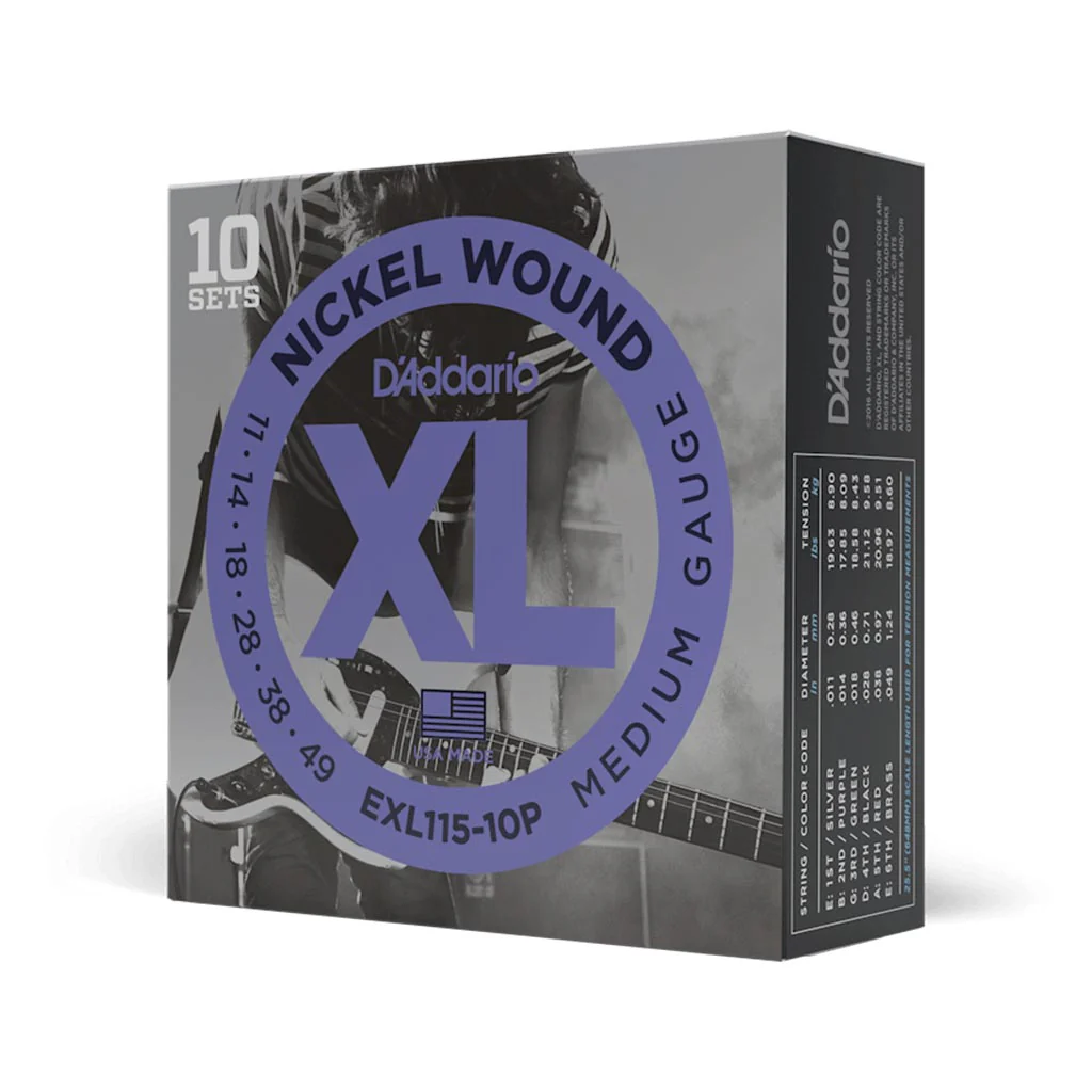 D'Addario EXL115-10P Propack Nickel Wound Electric Guitar Strings, Blues/Jazz, 10 Sets - Image 2