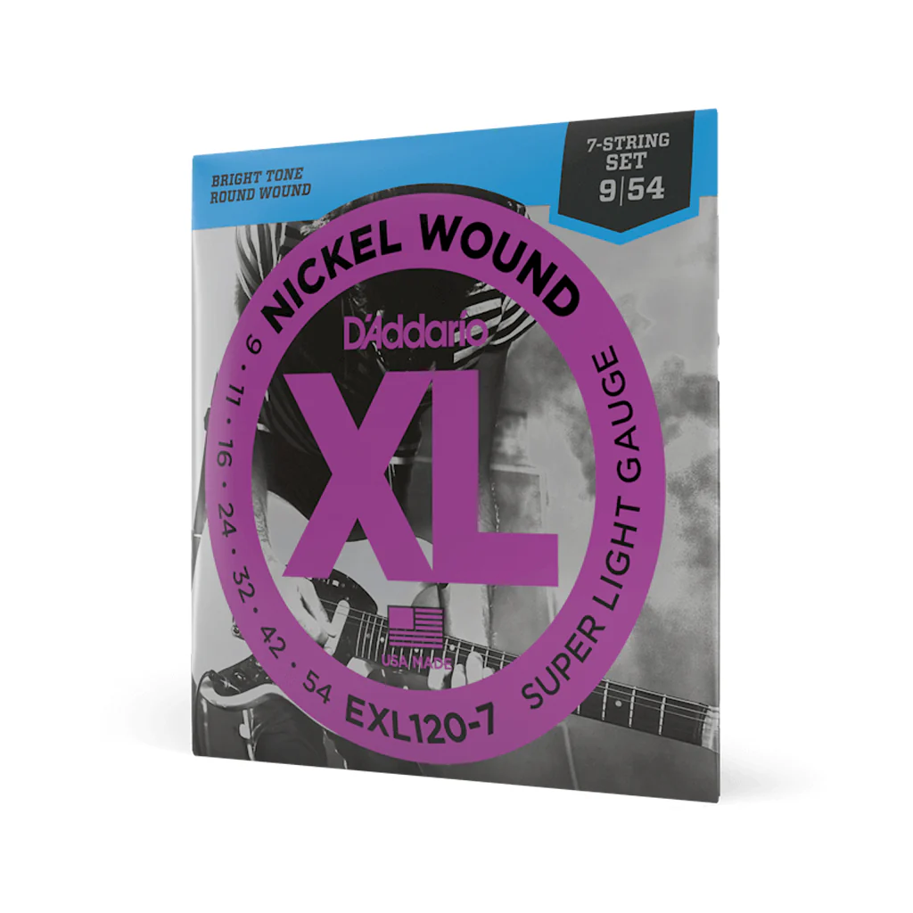 D'Addario EXL120-7 Nickel Wound Electric Guitar Strings, 7-String, Super Light, 9-54 - Image 2