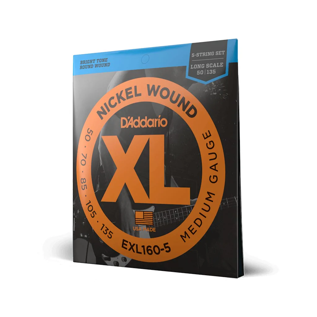 D'Addario EXL160-5 Nickel Wound 5-String Bass Guitar Strings, Medium, 50-135, Long Scale - Image 2