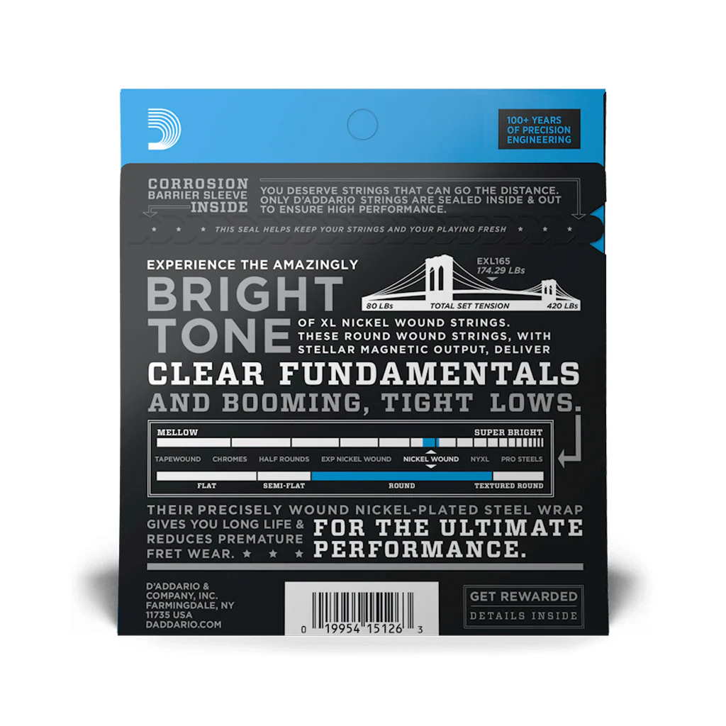 D'Addario EXL165 Nickel Wound Bass Guitar Strings, Custom Light, 45-105, Long Scale - Image 3
