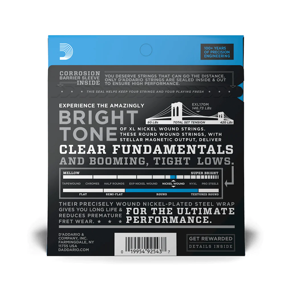 D'Addario EXL170M Nickel Wound Bass Guitar Strings, Light, 45-100, Medium Scale - Image 3