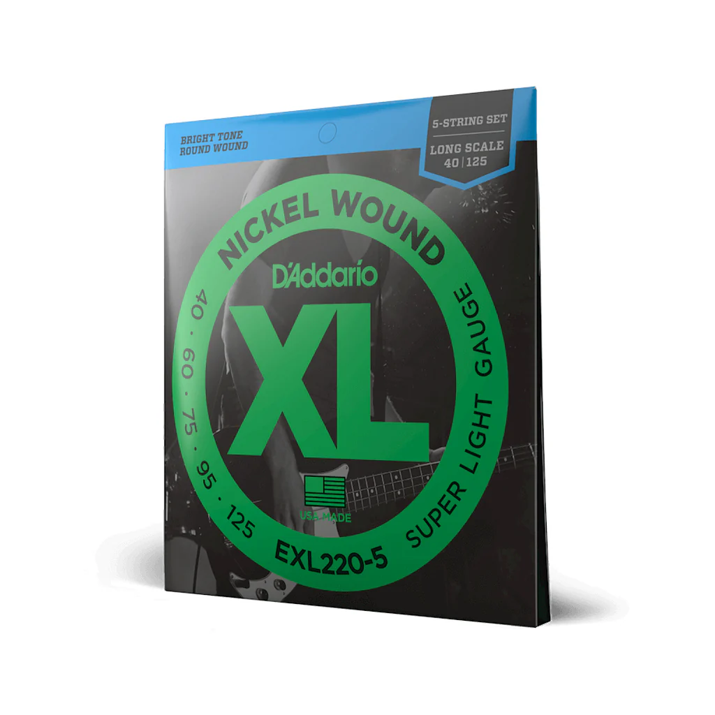 D'Addario EXL220-5 5-String Nickel Wound Bass Guitar Strings, Super Light, 40-125, Long Scale - Image 2