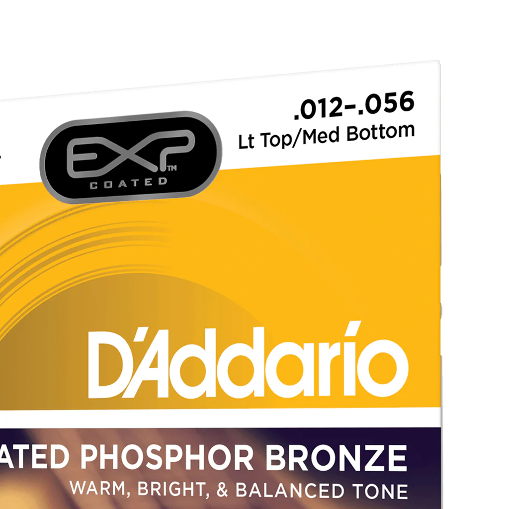 D'Addario EXP19 Coated Phosphor Bronze Bluegrass Acoustic Guitar Strings, 12-56 - Image 4
