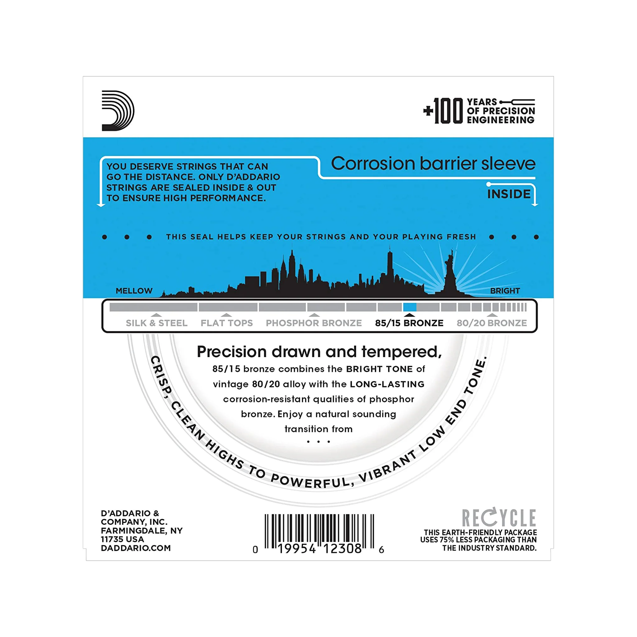D'Addario EZ910 85/15 Bronze Acoustic Guitar Strings, Light, 11-52 - Image 4