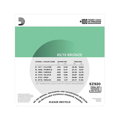 D'Addario EZ920 85/15 Bronze Acoustic Guitar Strings, Medium Light, 12-54 - Image 3