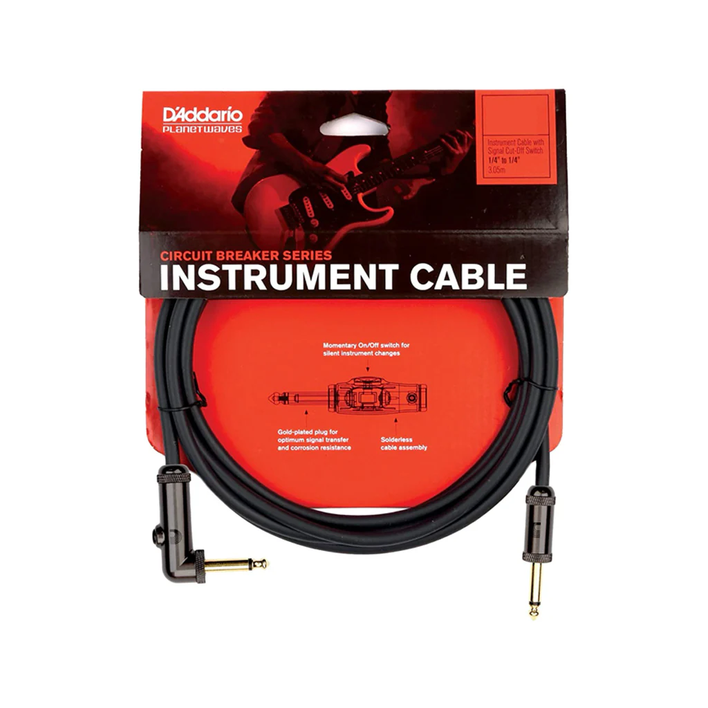 D'Addario PW-AGRA-10 Circuit Breaker Instrument Cable, Right-Angle, 10 feet - Image 2